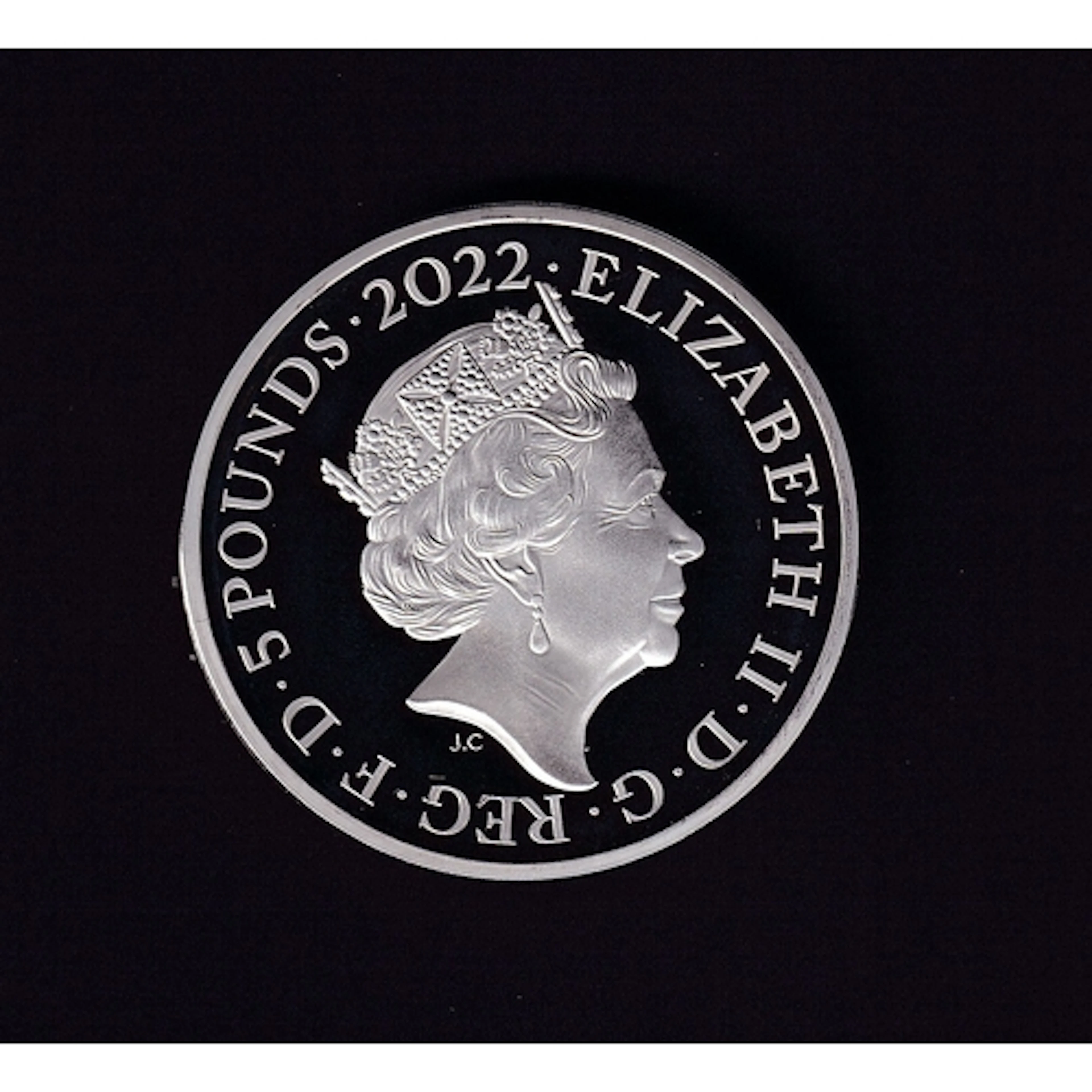 2022 UK Queen Elizabeth II silver proof Piedfort £5 coin, Th...