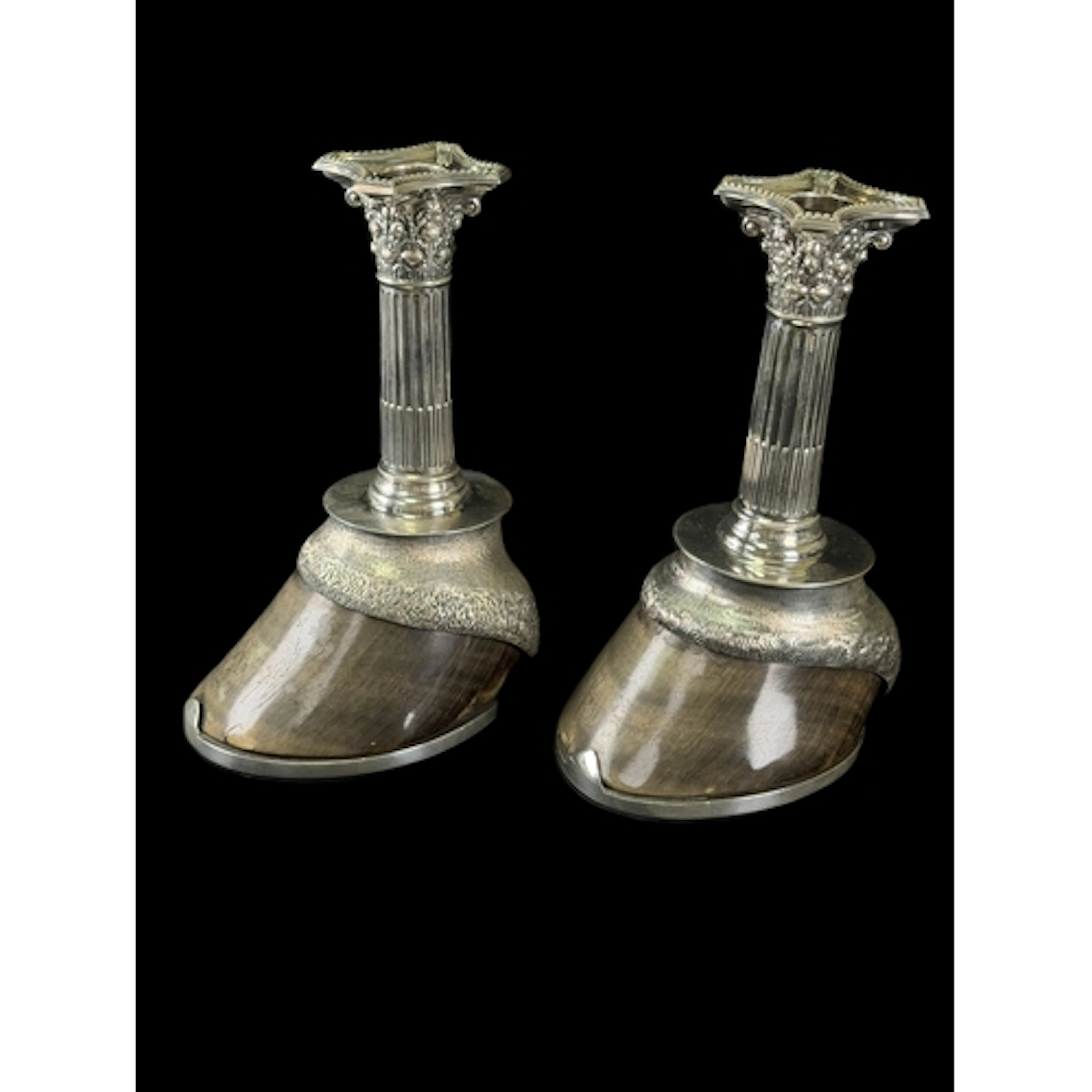 TAXIDERMY INTEREST - A pair of Victorian horse hoofs mounted...