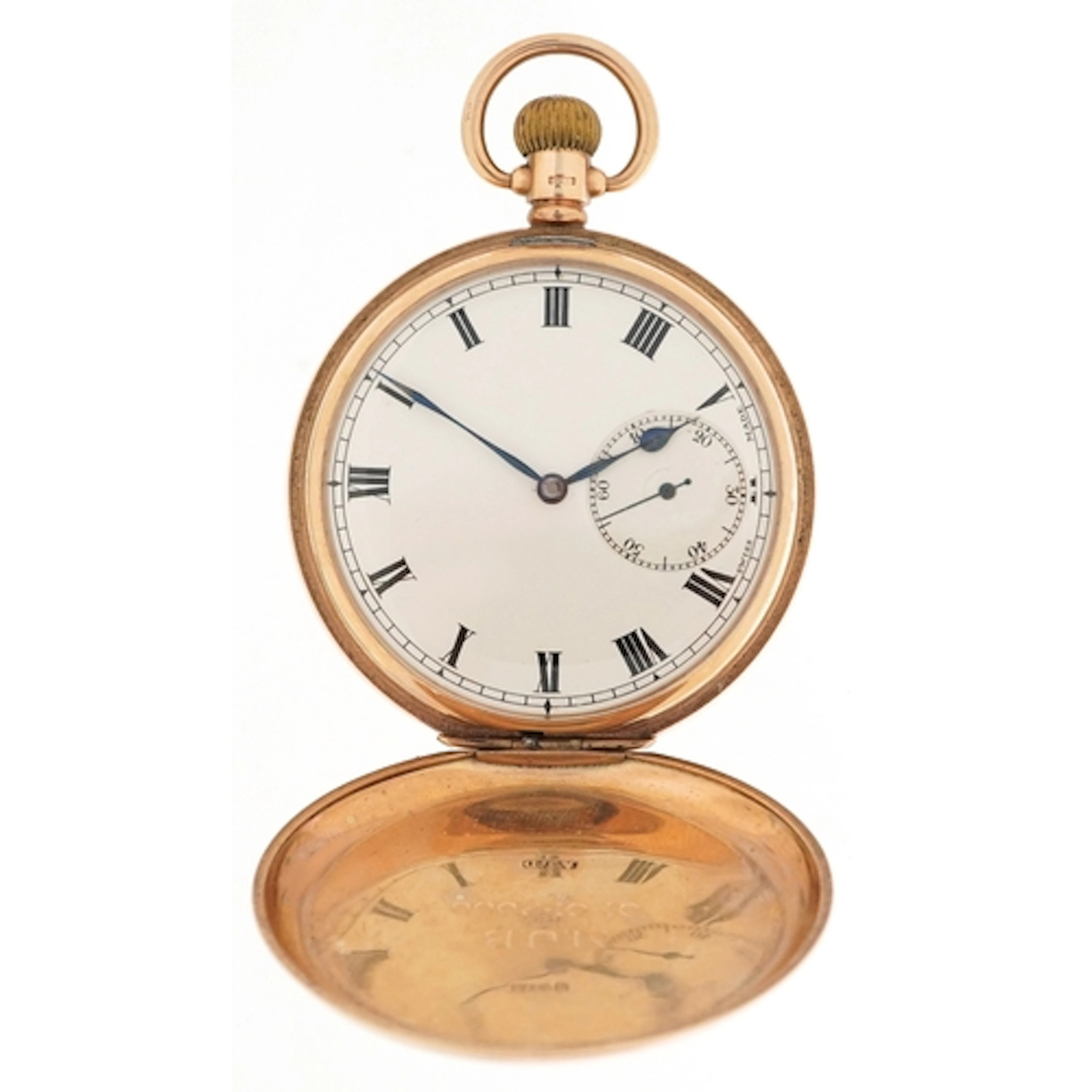 George V 9ct gold cased full hunter pocket watch having enam...