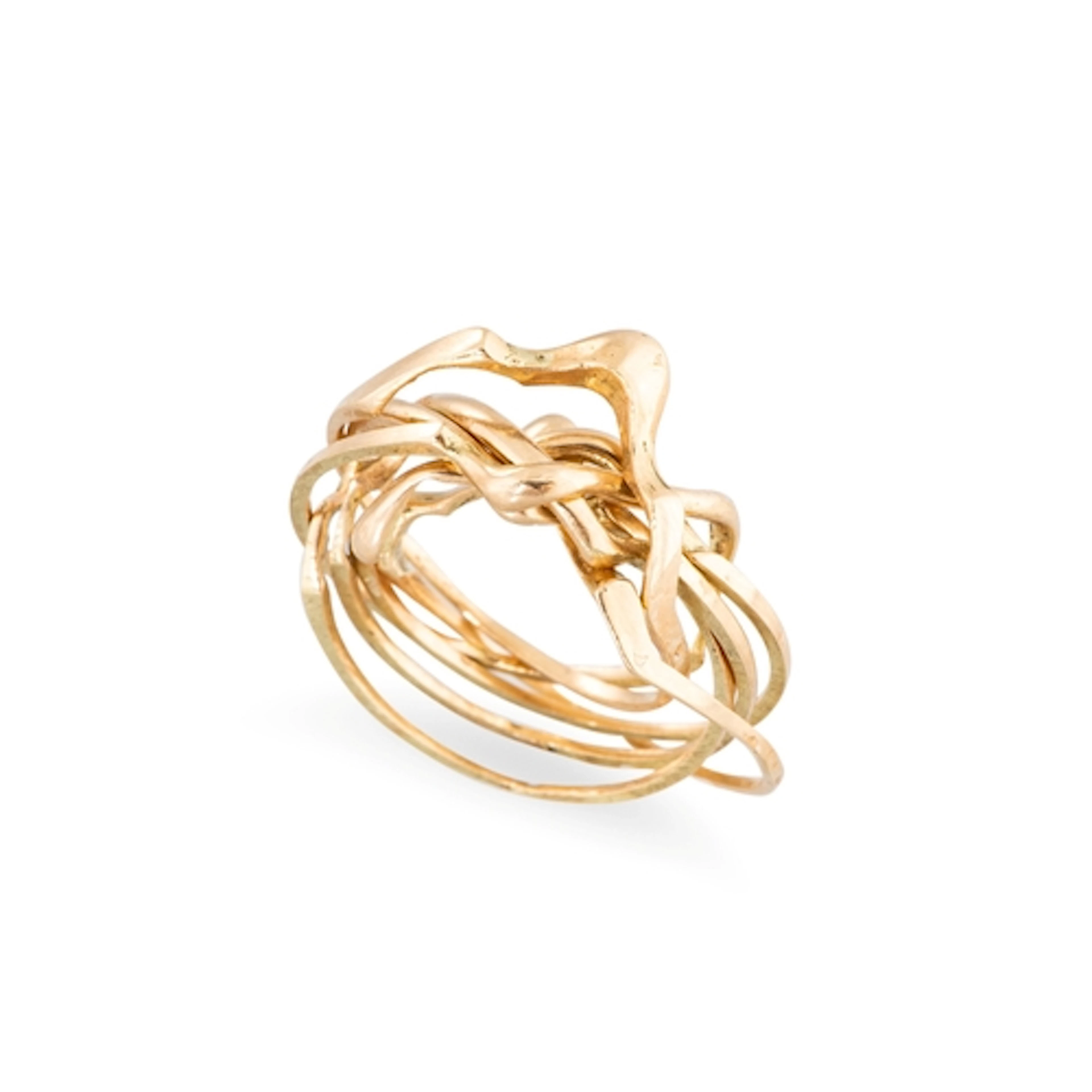 A 14CT YELLOW GOLD PUZZLE RING, 6.6 g., size Q