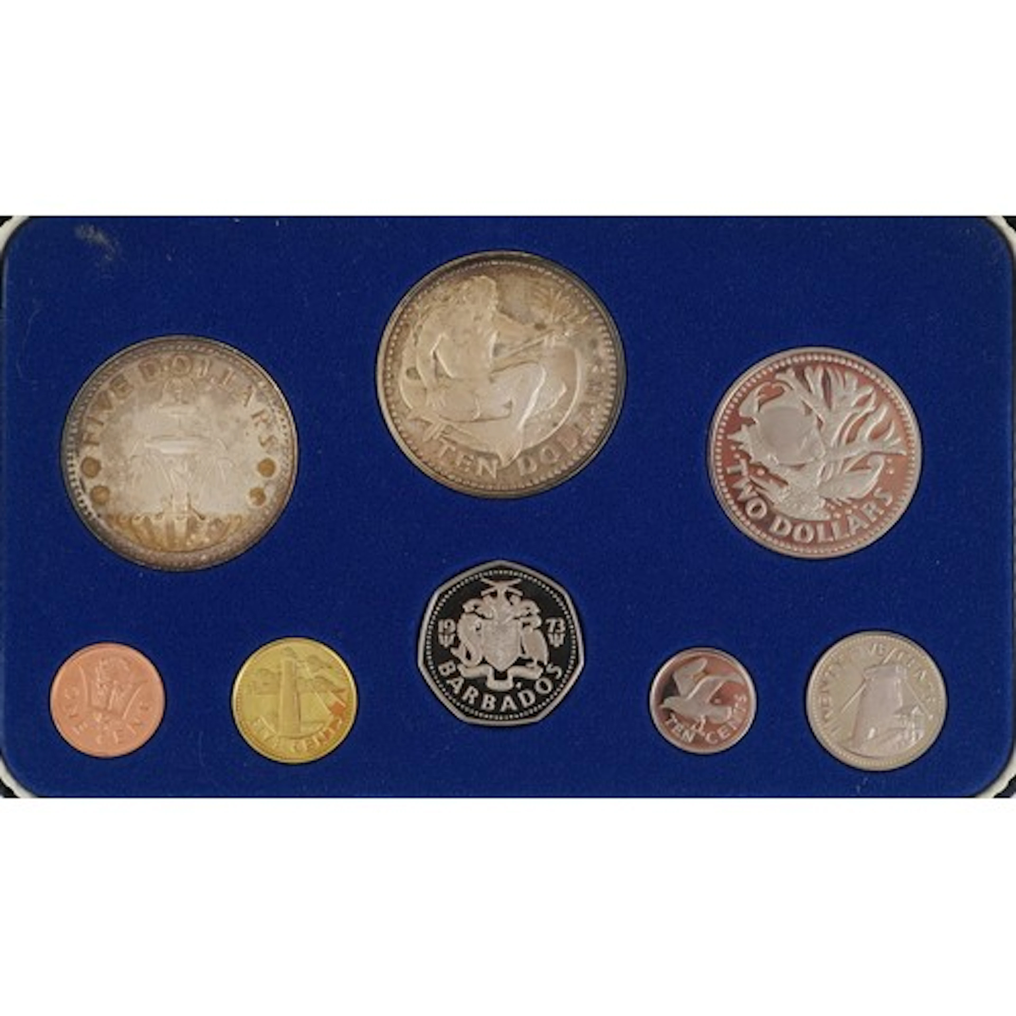 1973 Barbados First National Coinage eight coin proof set in...