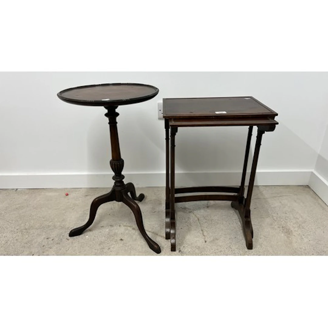 Nest of two table and a mahogany wine table (2)