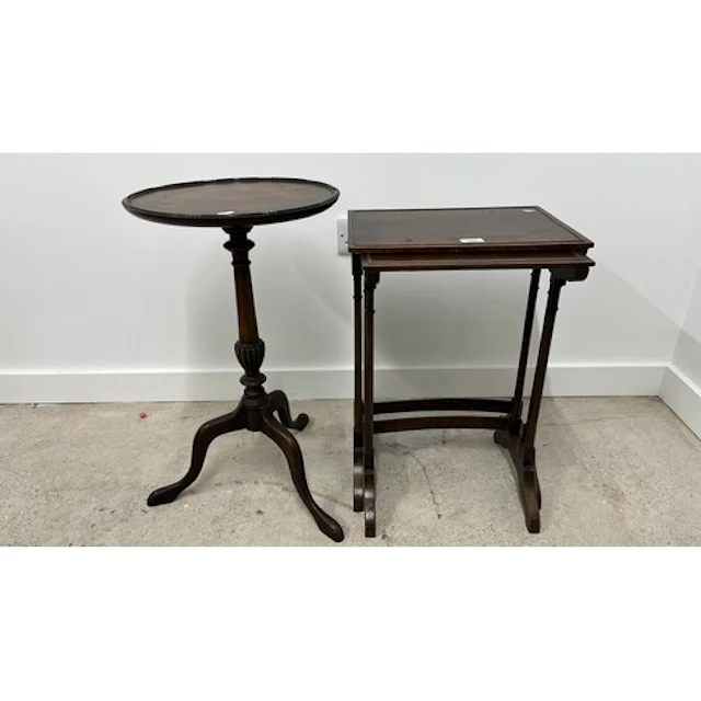 Nest of two table and a mahogany wine table (2)