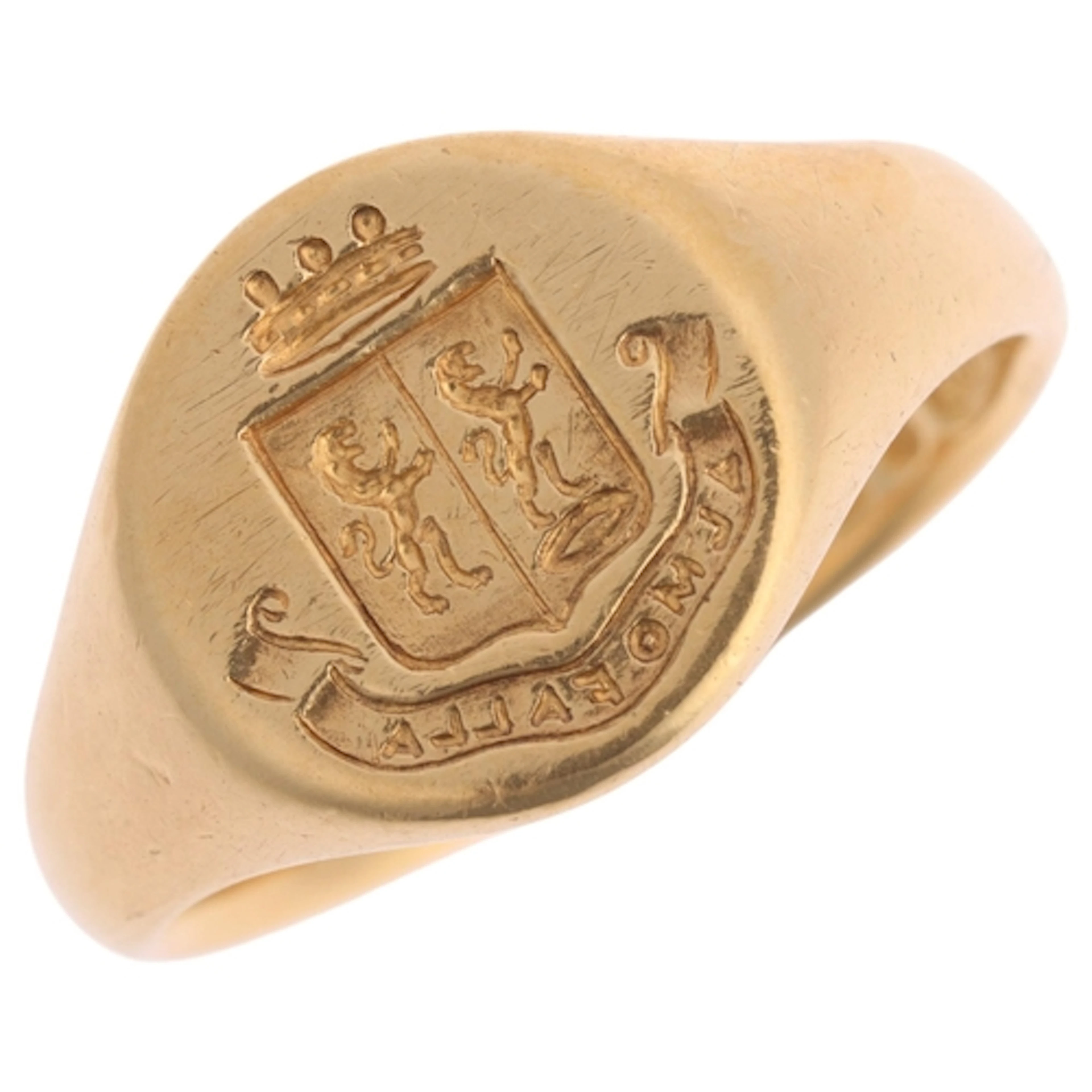 An 18ct gold armorial seal signet ring, Charles Green & Son,...
