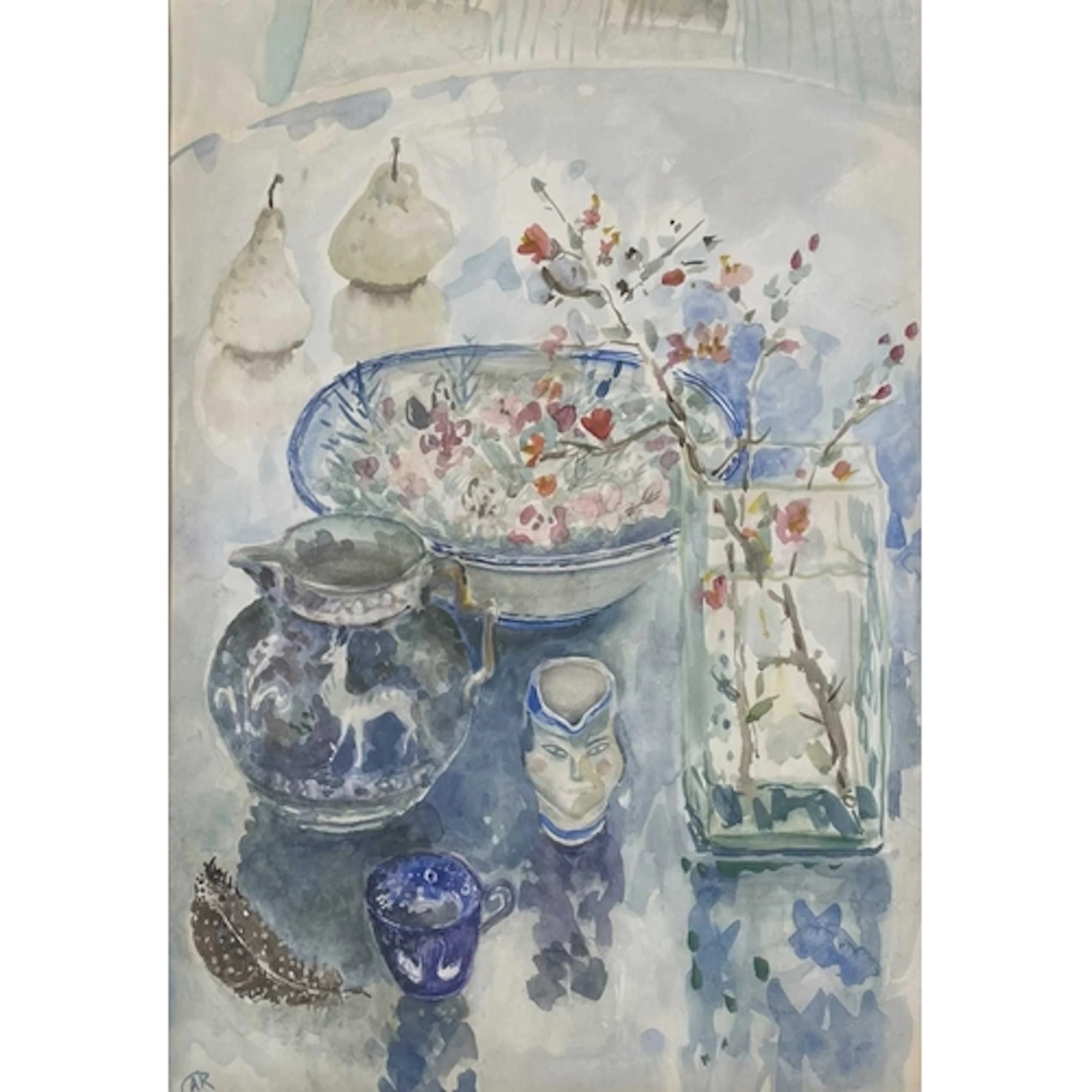 A 20th century watercolour on paper still life painting. The...