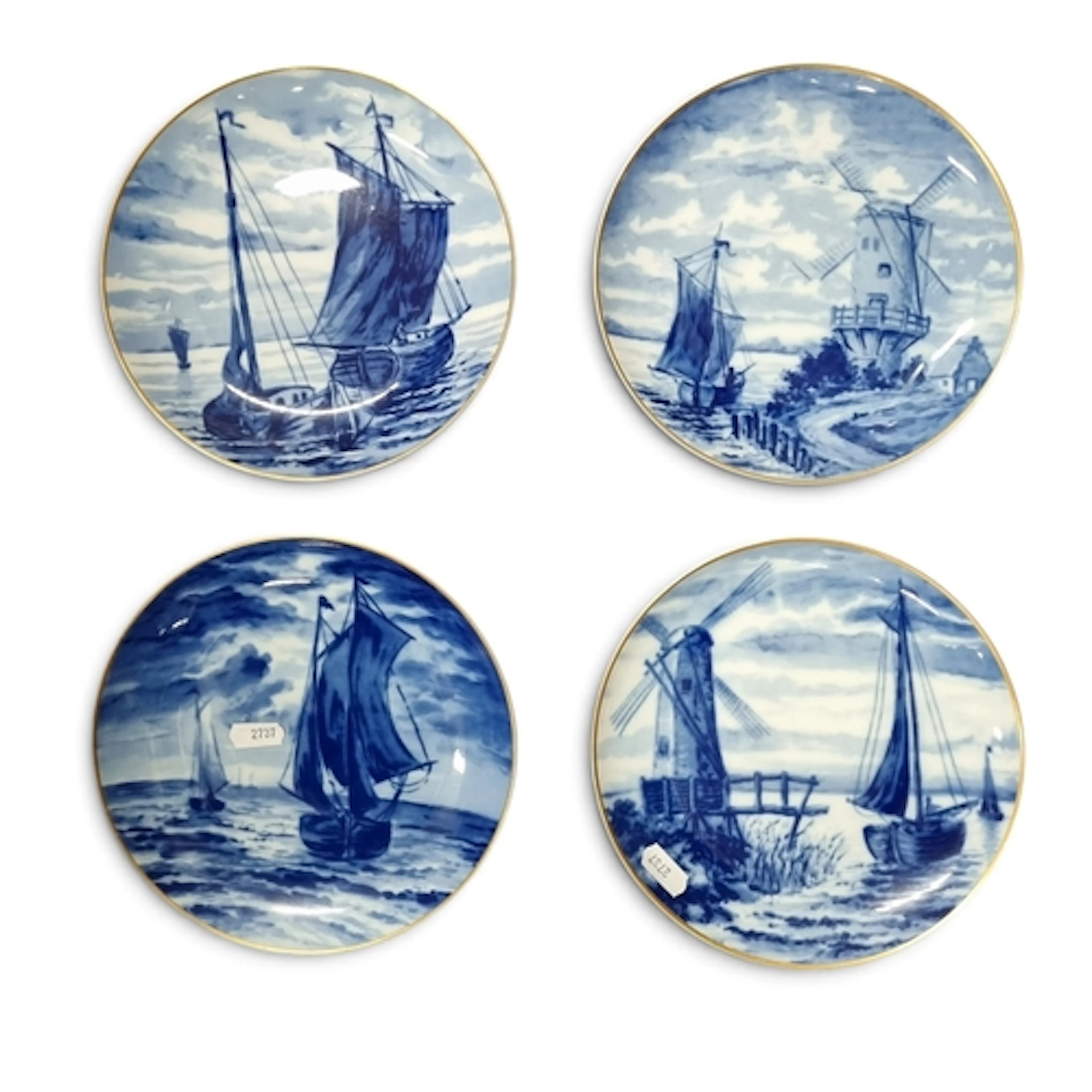 A set of blue and white Porcelain Pieces to include two Dutc...