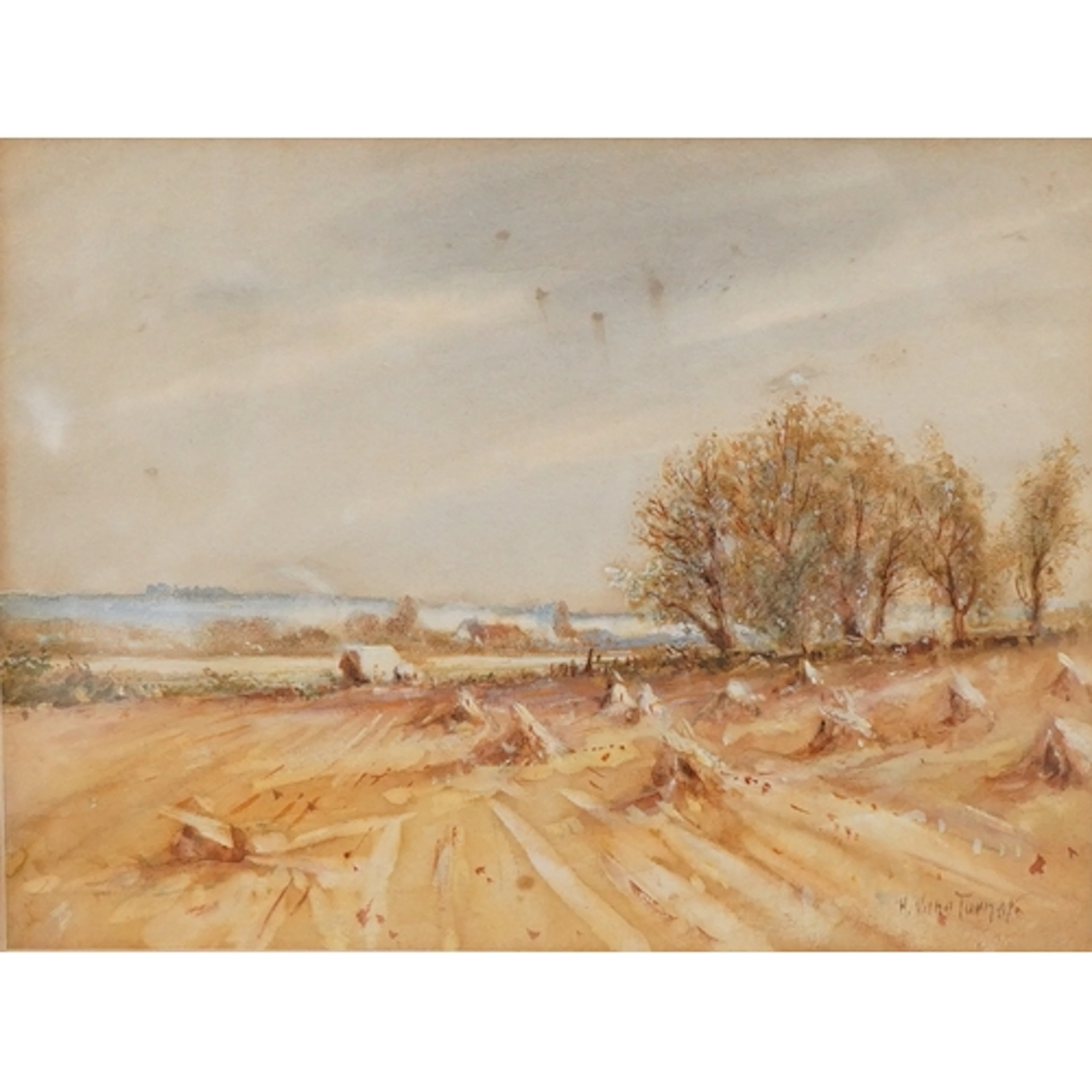 Hugh Vane Turner (19th. C), 'Harvest Time', signed, watercol...