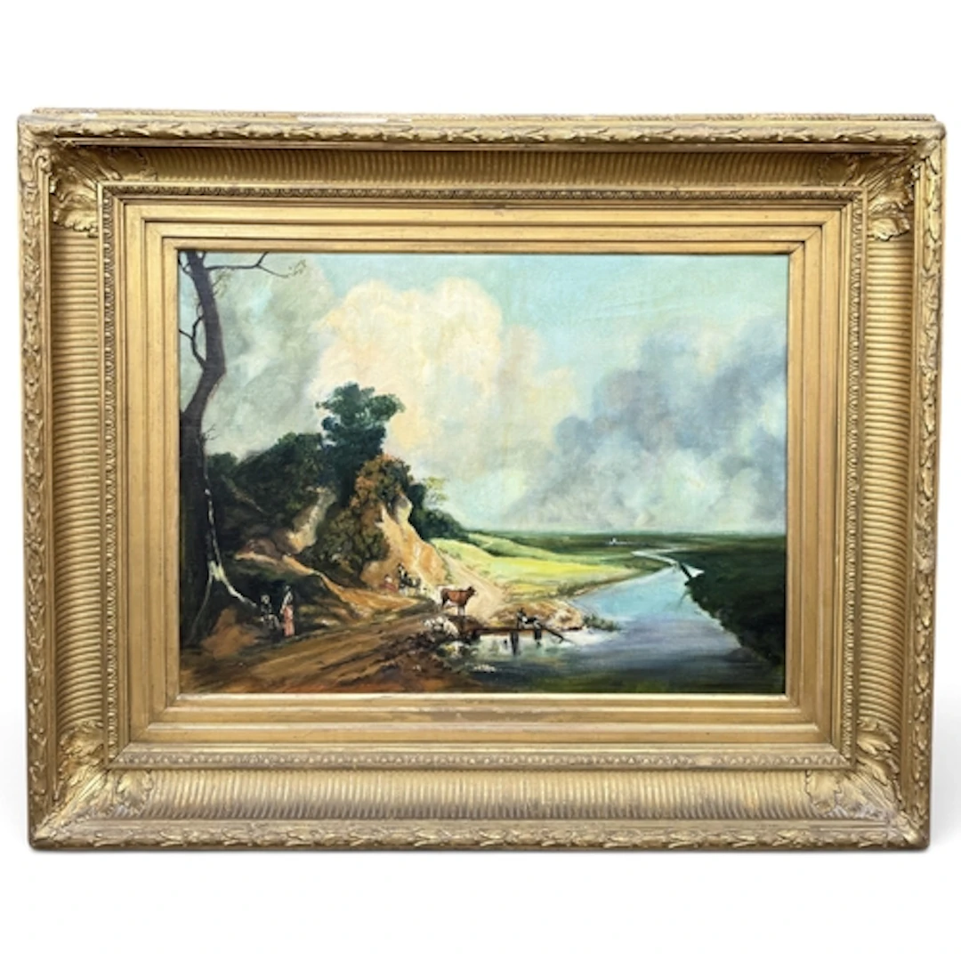 EARLY 20TH CENTURY FRENCH SCHOOL: RIVER LANDSCAPE WITH FIGUR...