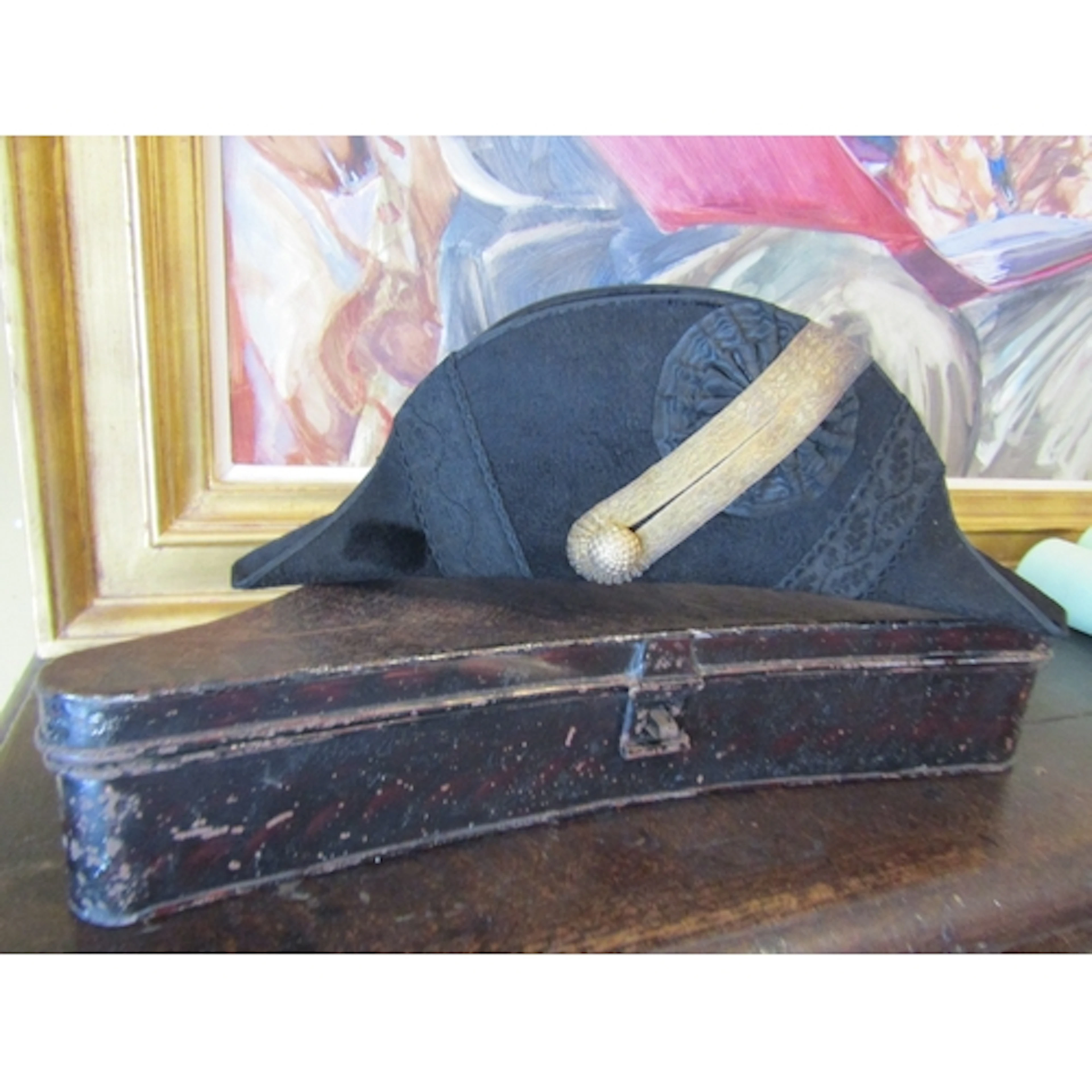 Bicorne with Original Tin Carry Box Please Note This Hat Was...