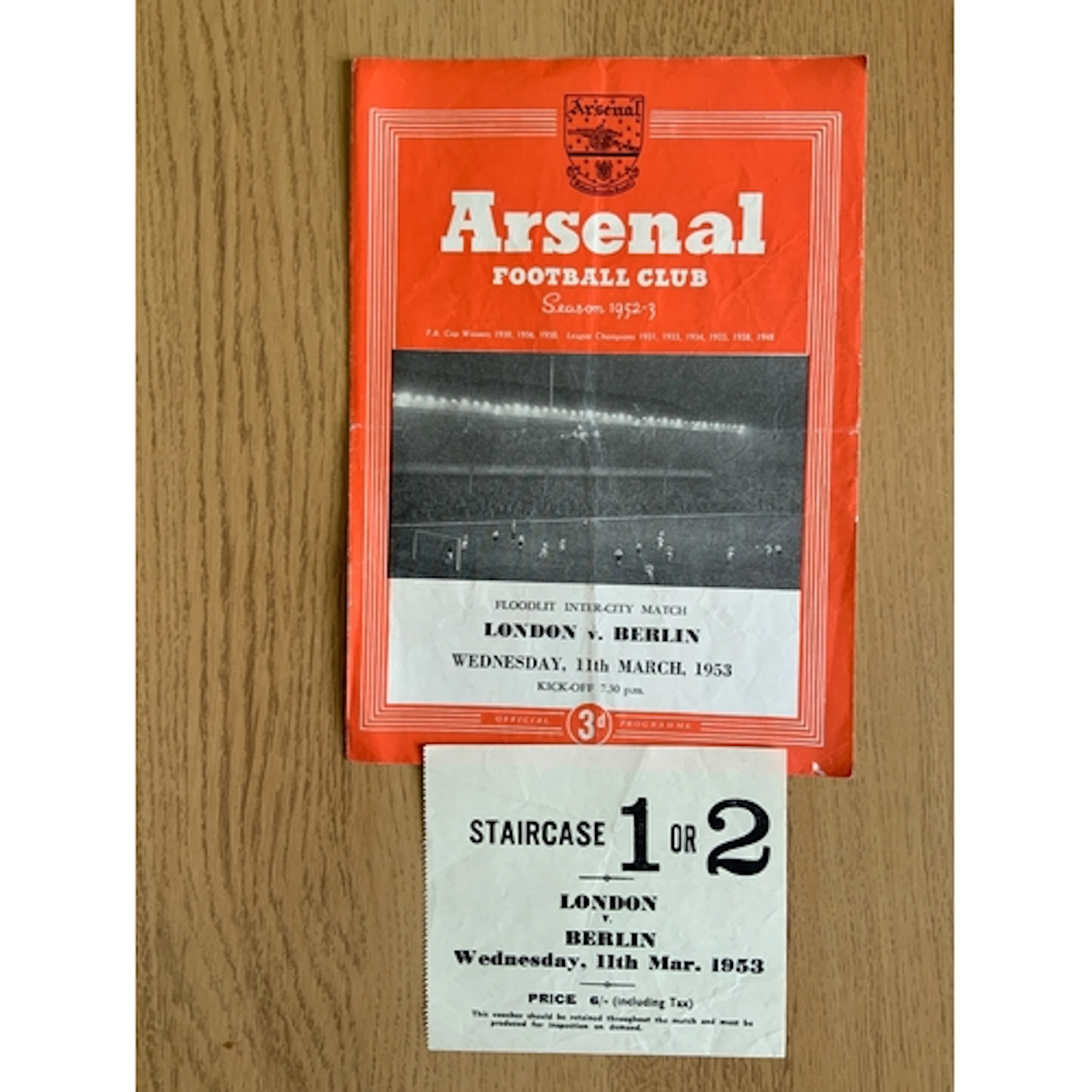 52/53 Football Programme Of Matches At Arsenal: London v Ber...