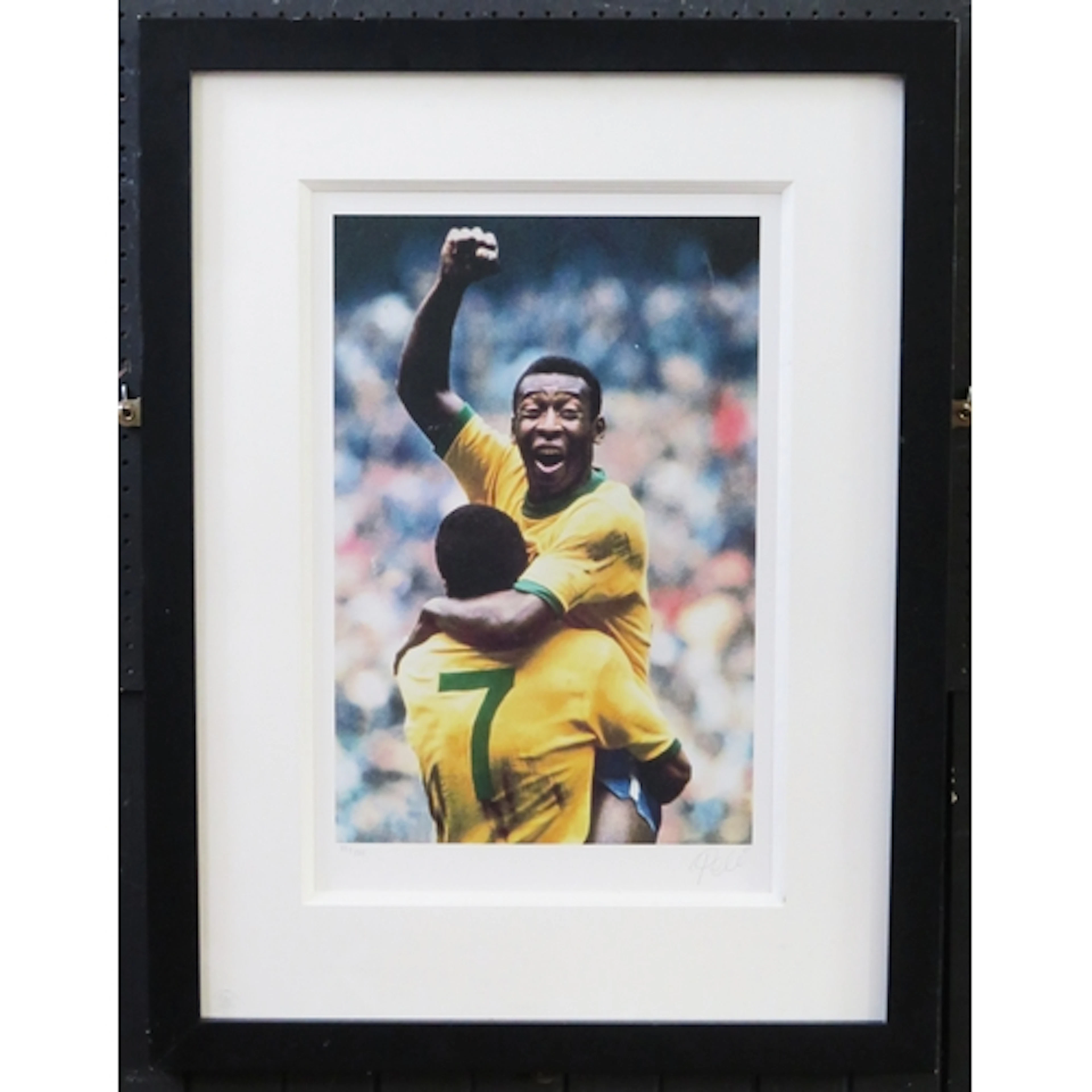 Pele signed photo of the 1970 world cup final, No 83/225 sig...