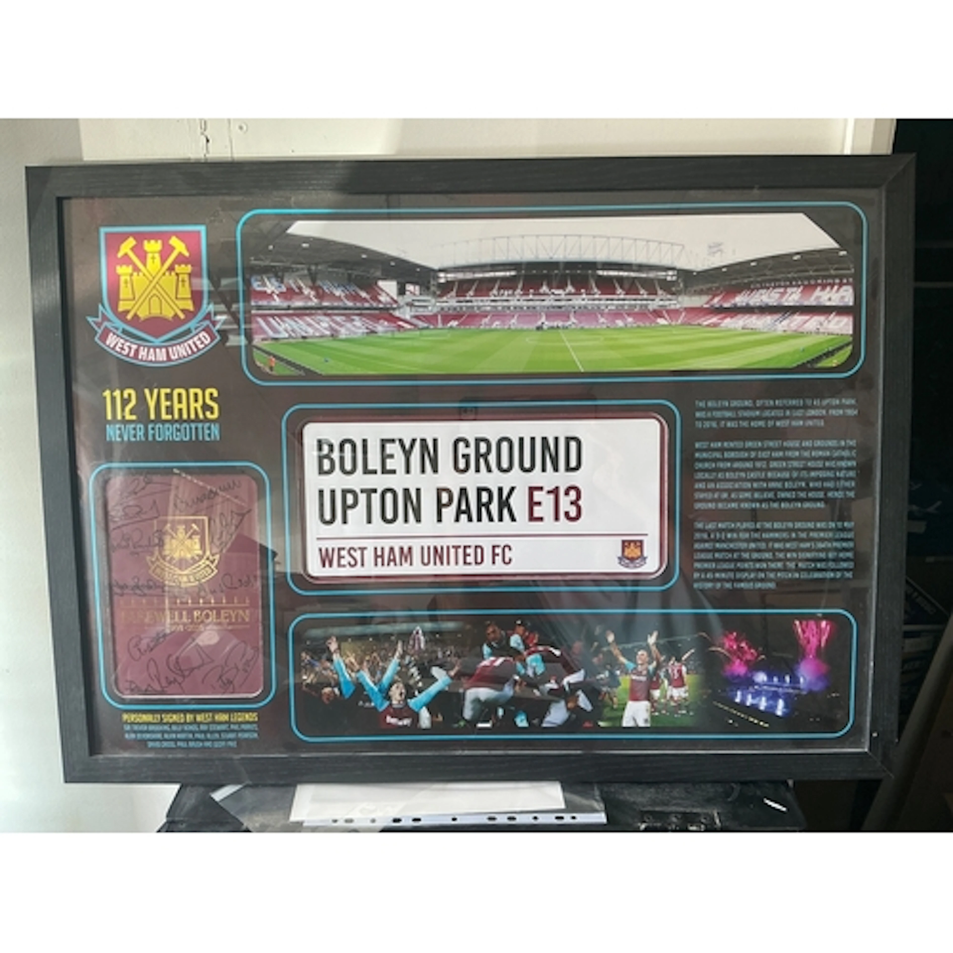 West Ham Boleyn Ground Framed Football Display: Includes a s...