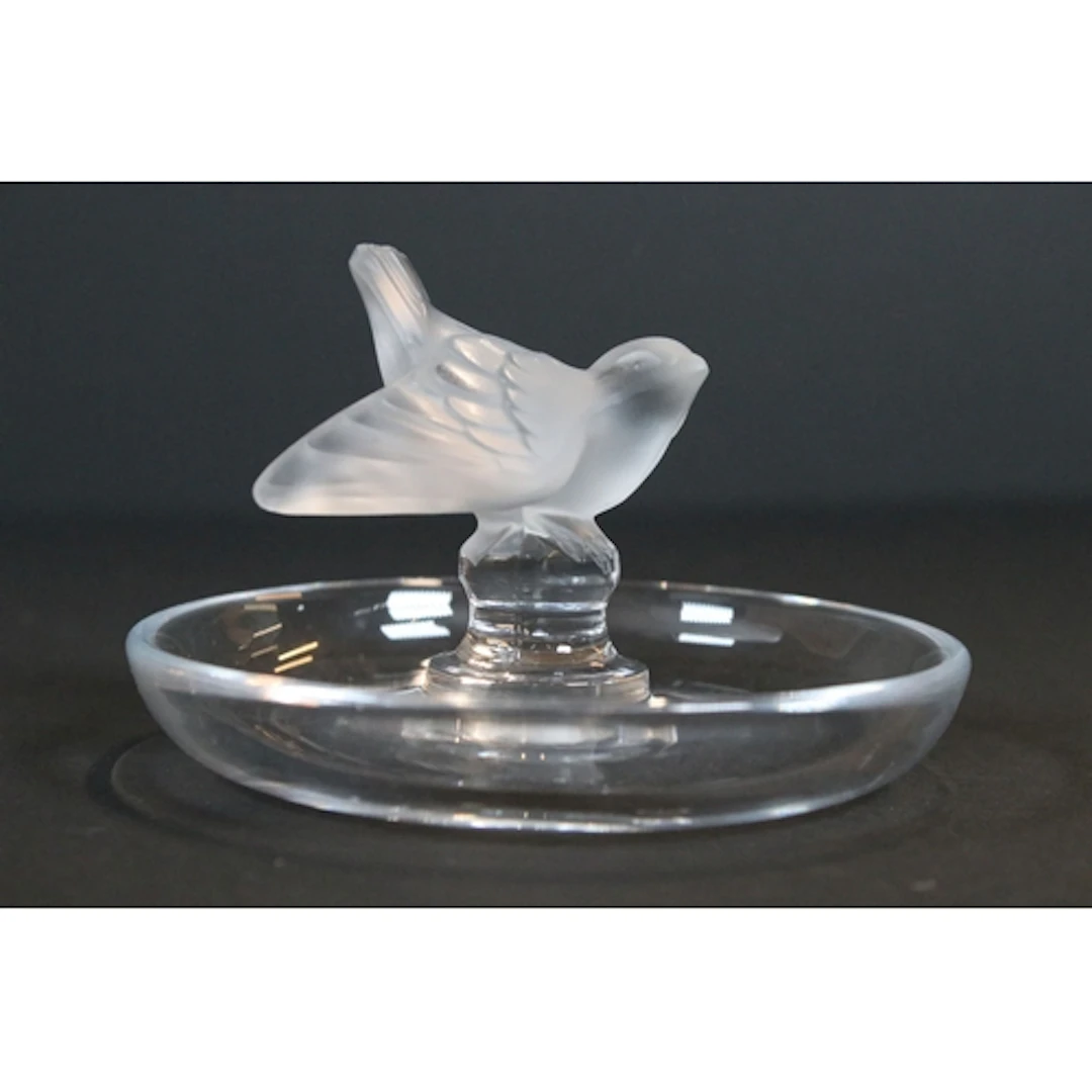 Lalique France frosted glass figural cendrier, or ashtray, i...