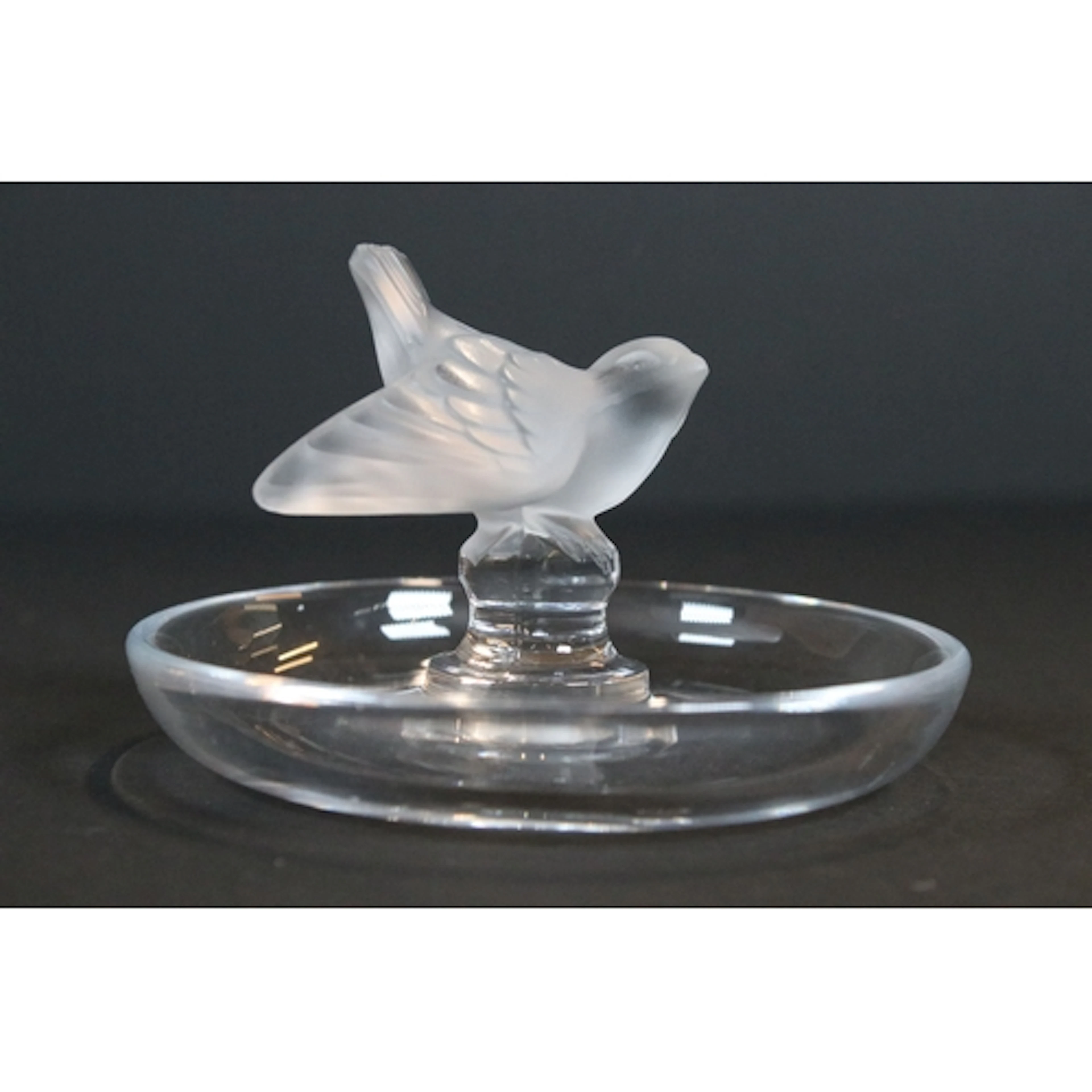 Lalique France frosted glass figural cendrier, or ashtray, i...