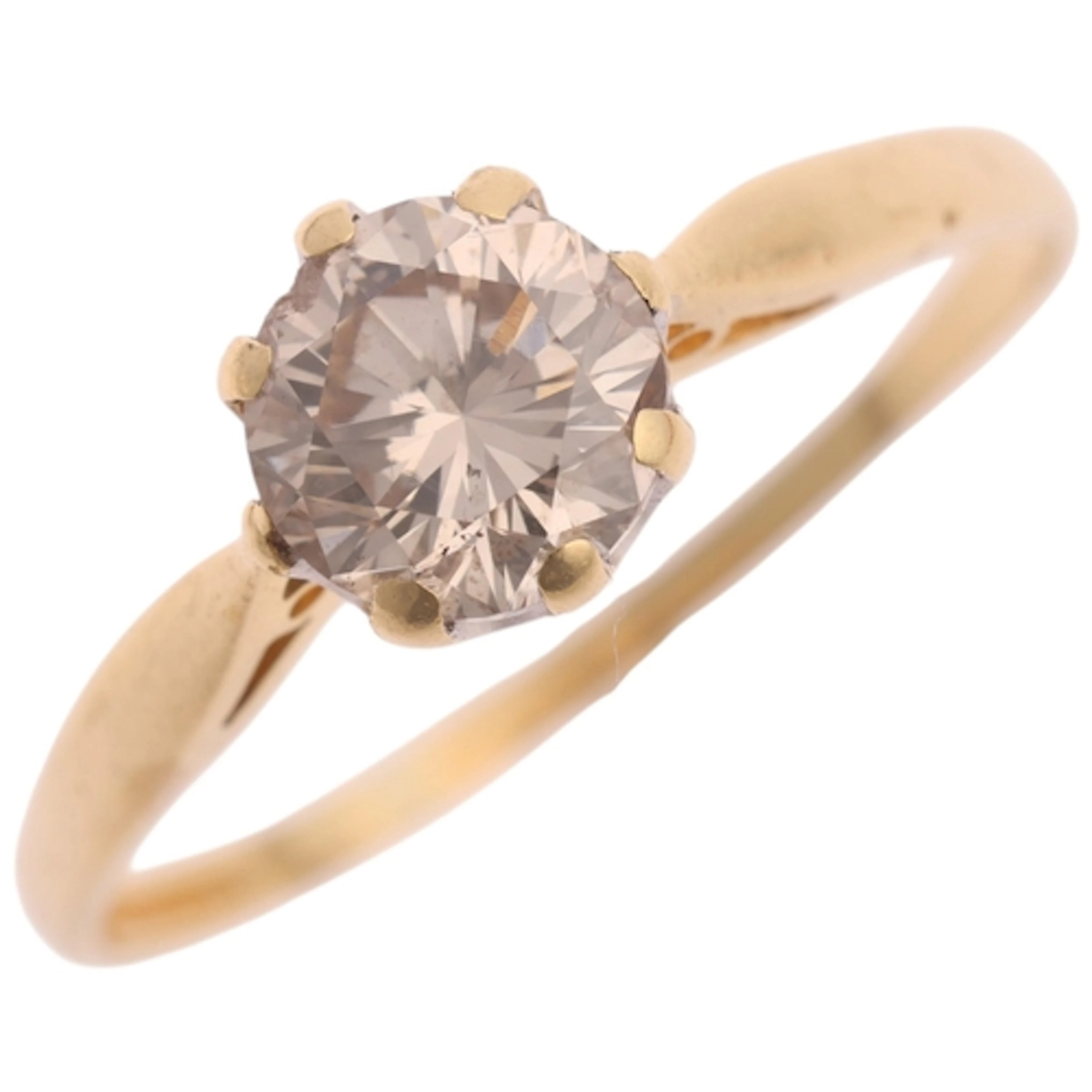 An 18ct gold 1.00ct single-stone diamond ring, maker LB Ltd,...