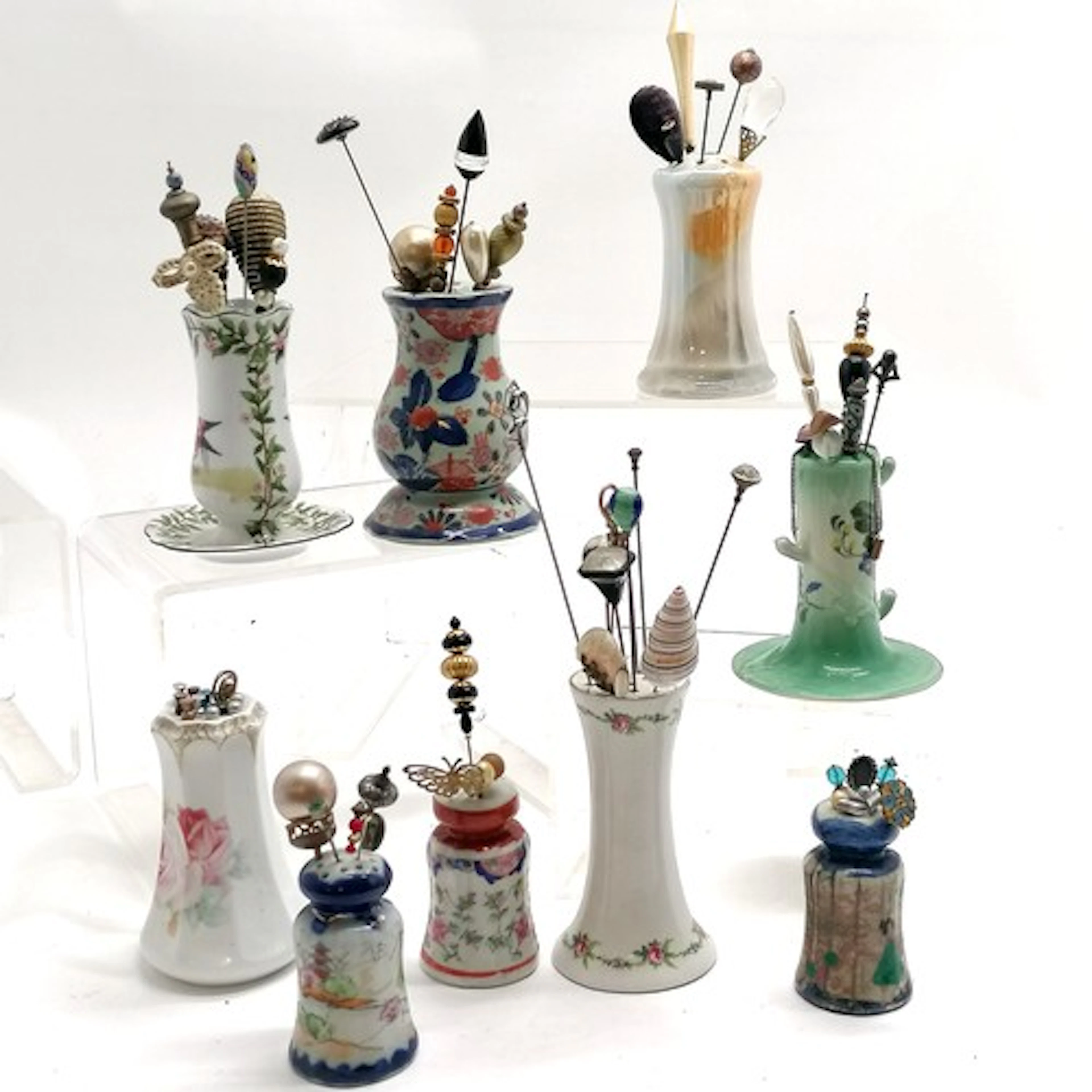 Collection of antique & vintage hat pins - longest Charles H...