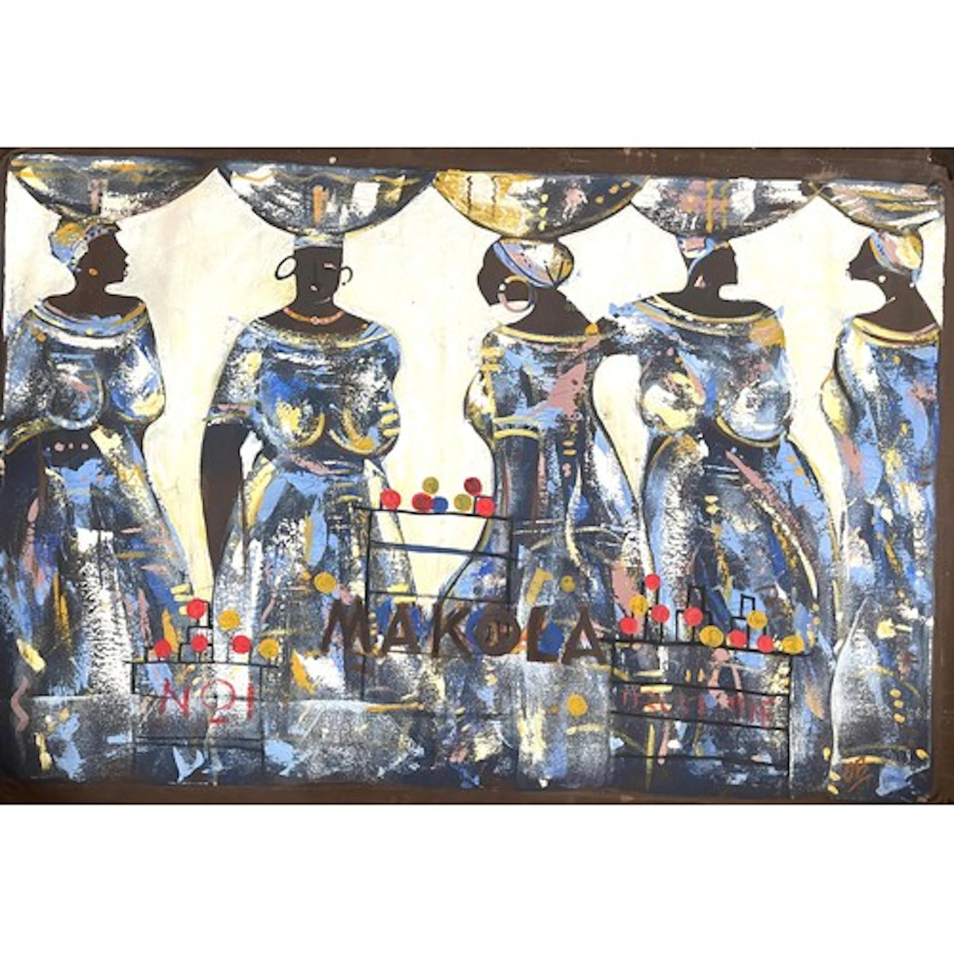 O B (Contemporary Ghanaian artist) “Conference”, signed lowe...