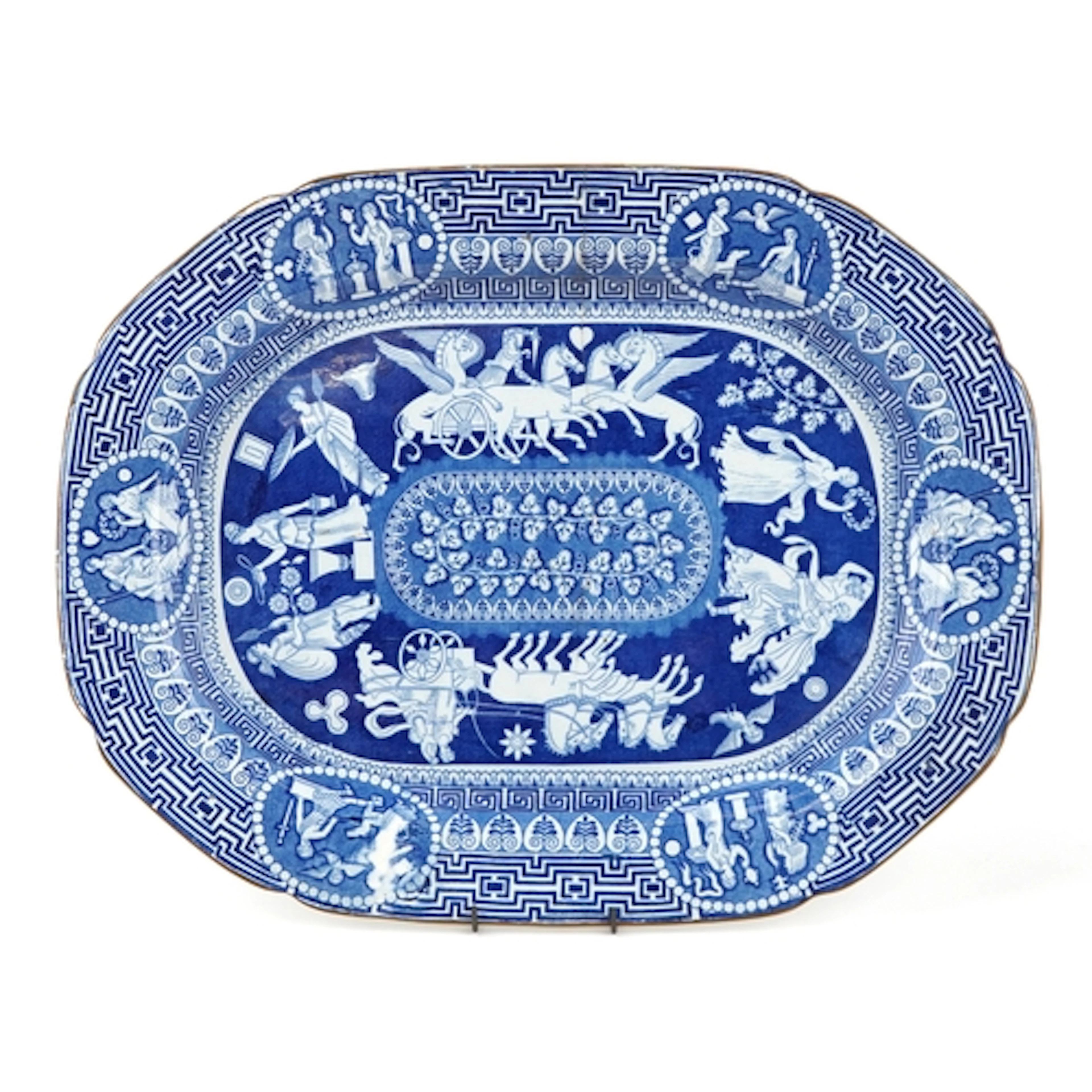 Herculaneum 19th century blue and white pottery meat platter...