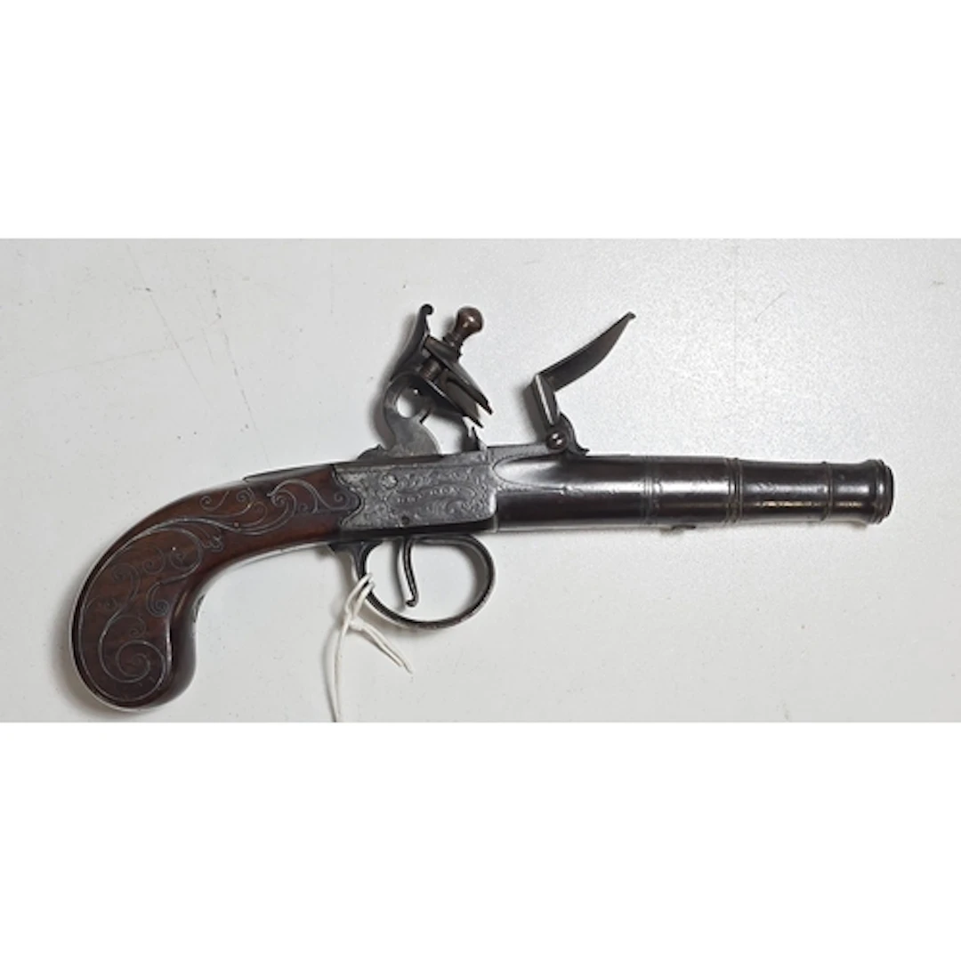 A 55-bore canon-barrelled flintlock box lock pocket pistol, ...