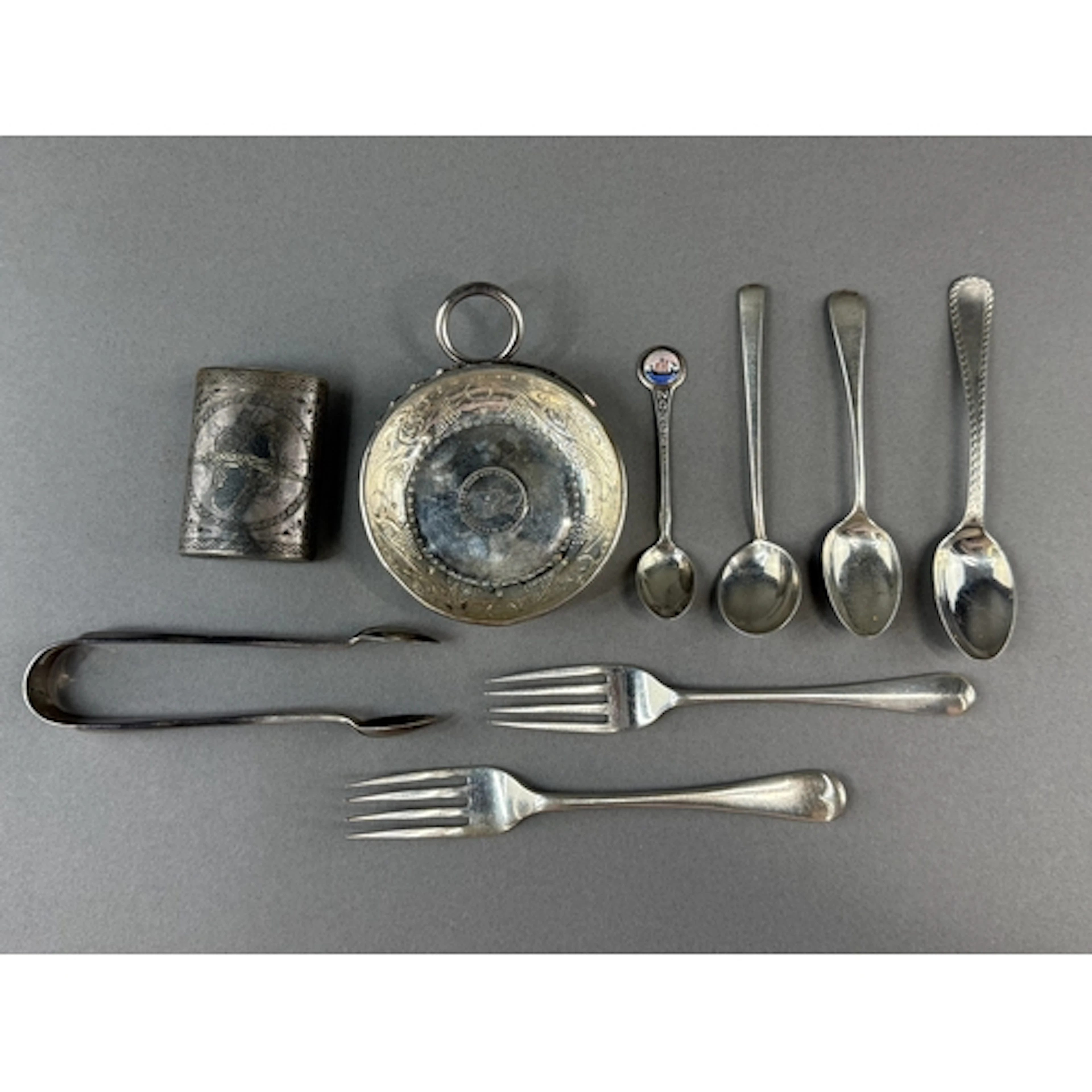 Silver: an 800 grade French silver tastevin, engraved with l...