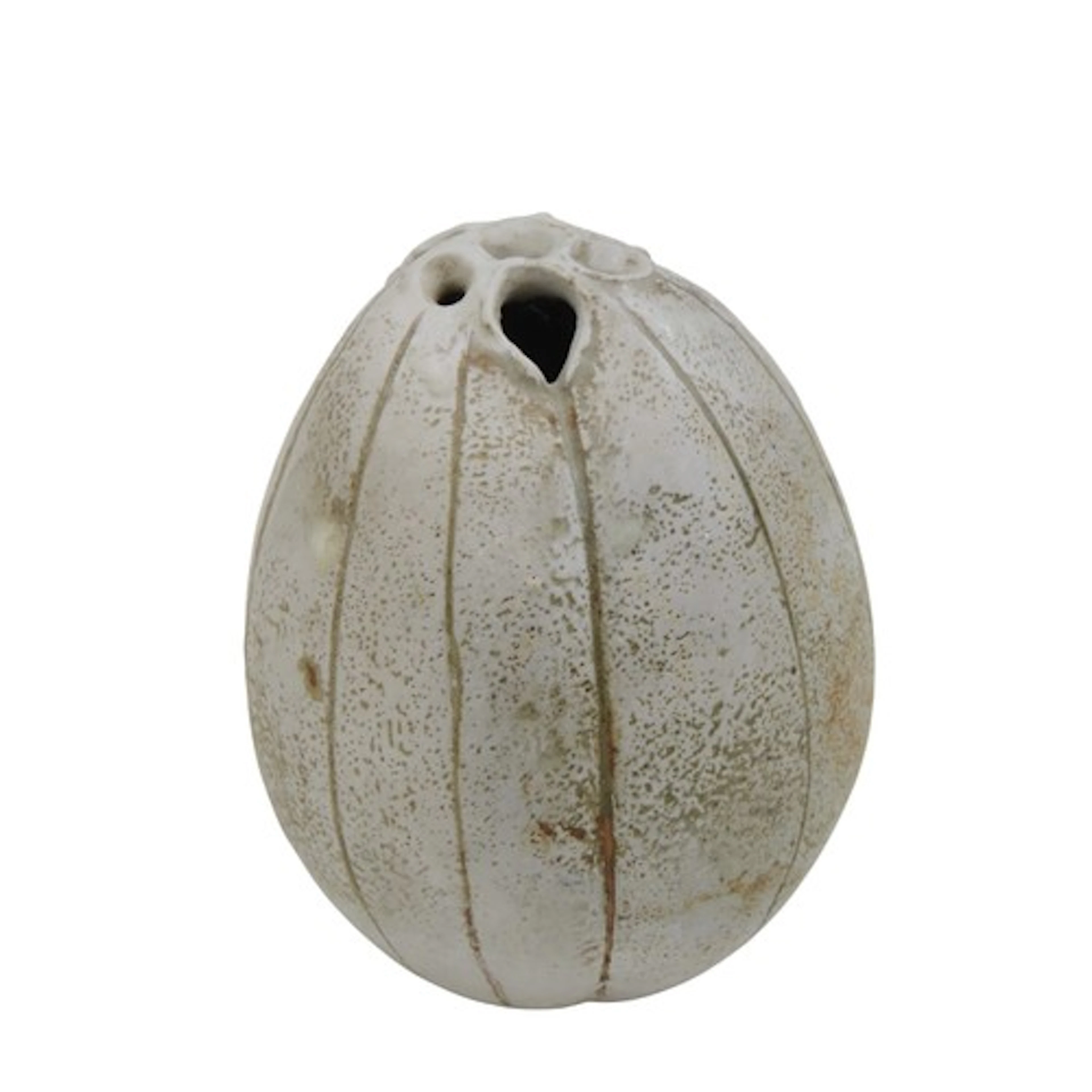 ALAN WALLWORK, STONEWARE SEED POD VESSEL with incised decora...