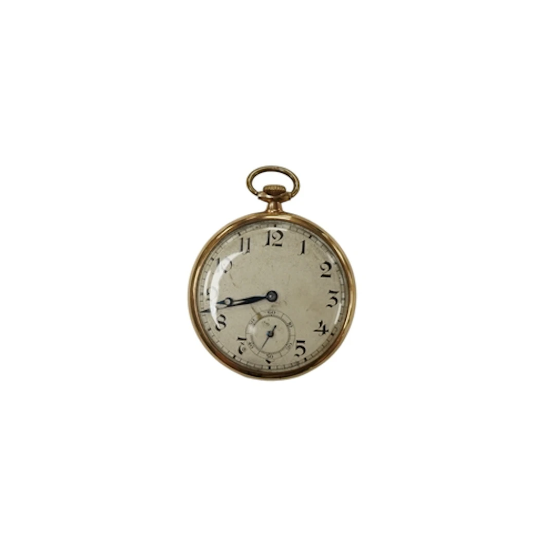 A 9ct gold open faced dress pocket watch, with Arabic dial a...