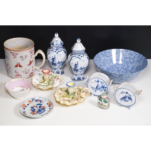 18th century Chinese export porcelain tankard, decorated in ...