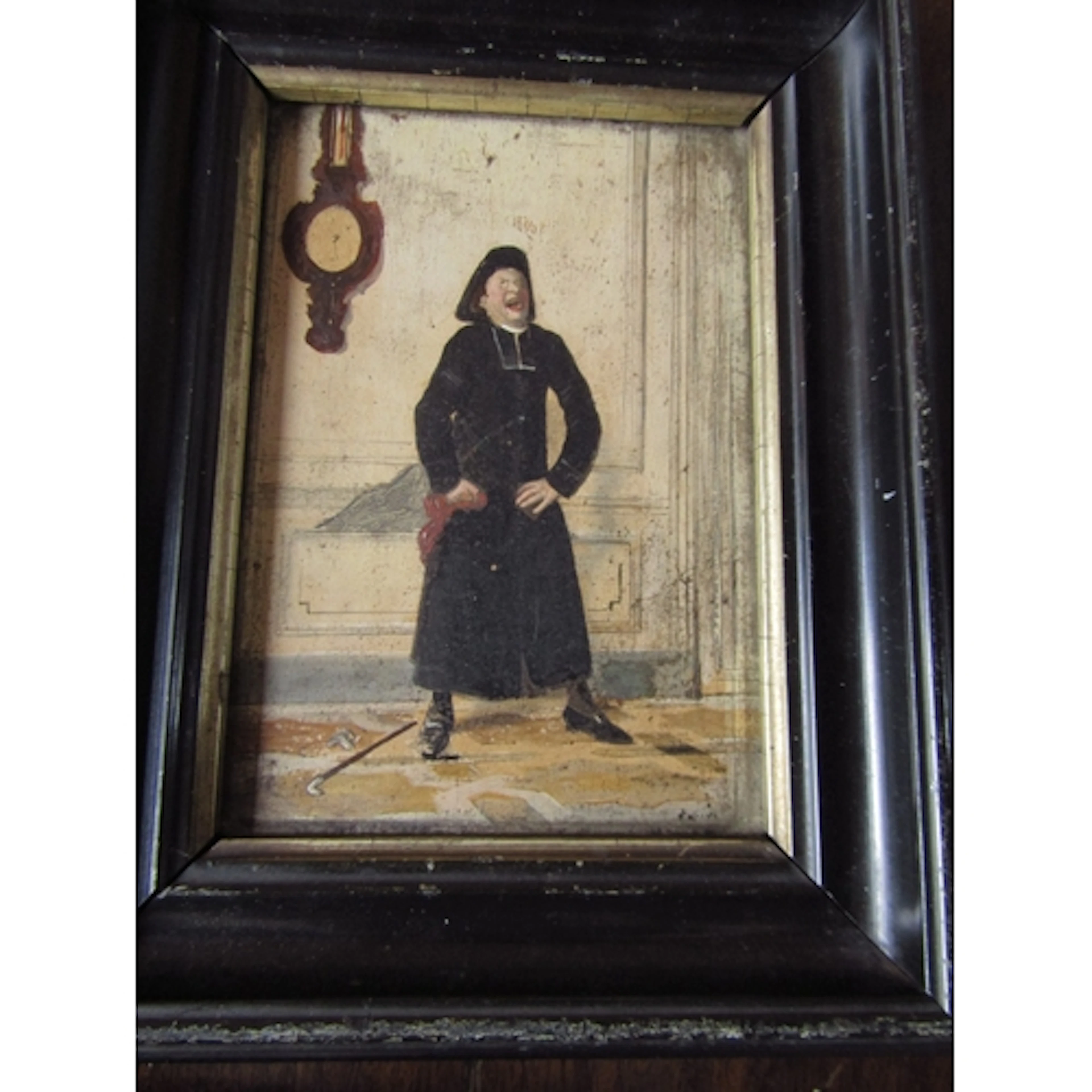 Antique School The Laughing Priest Oil on Panel Approximatel...
