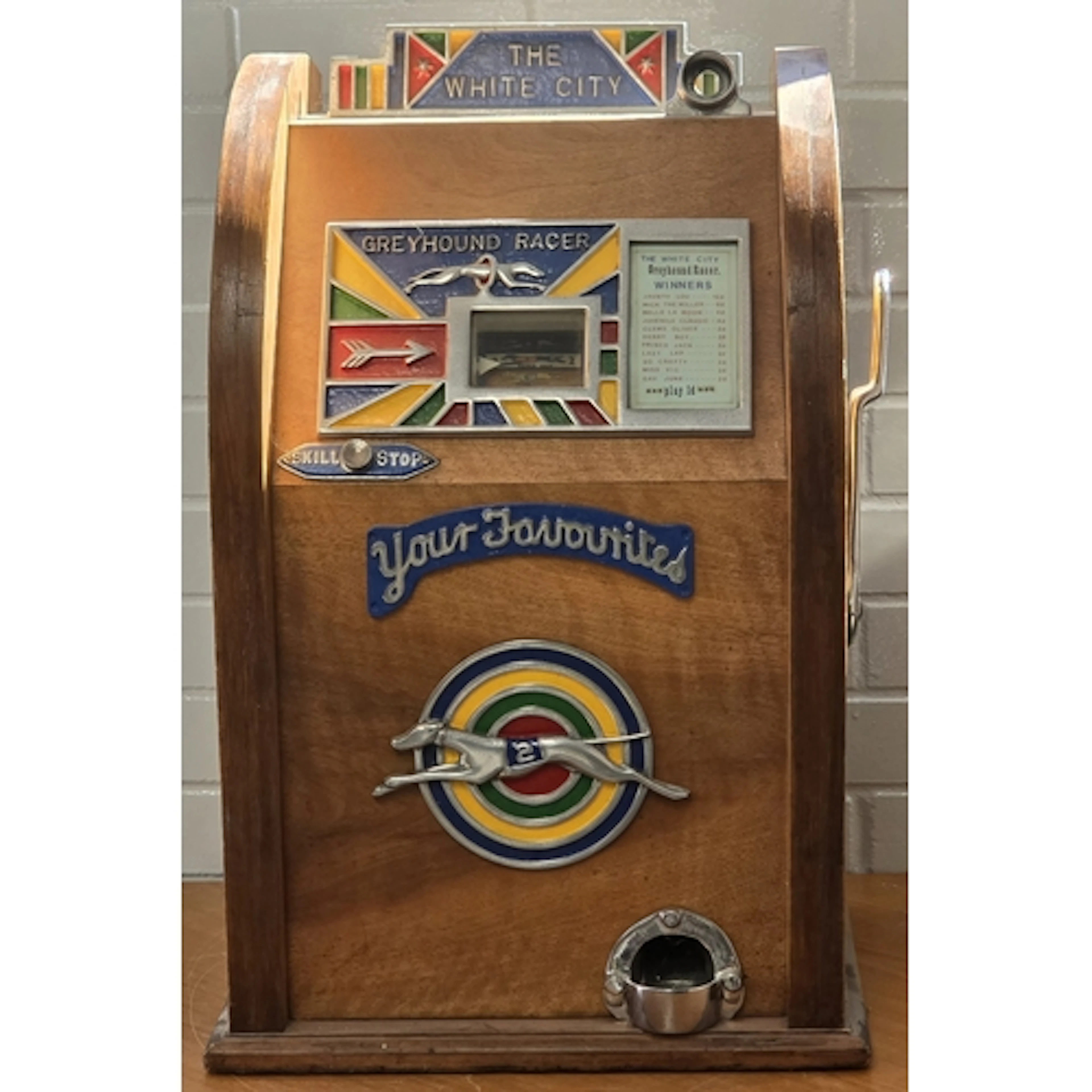 Vintage 1950's Bolands White City penny slot machine on 1D c...