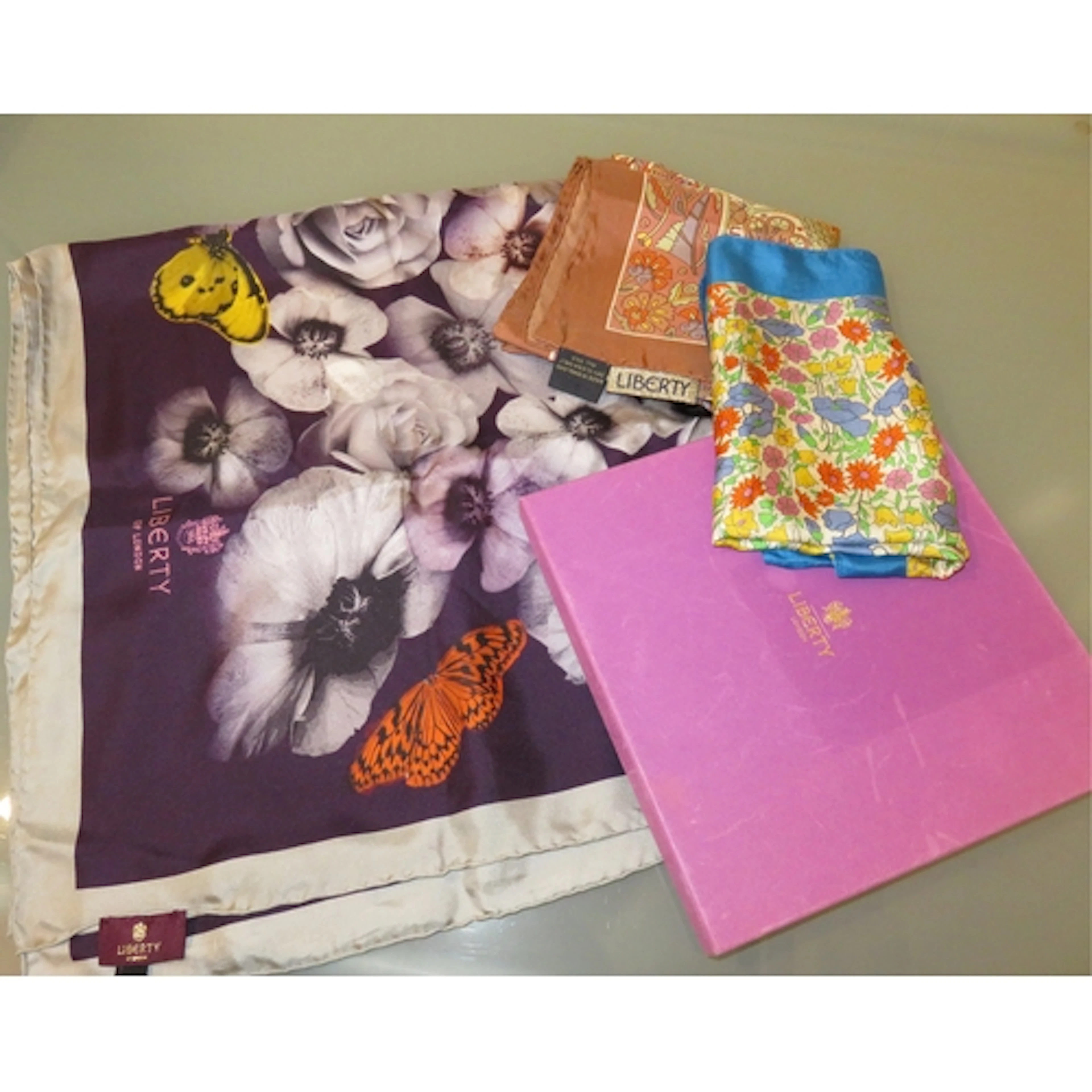 Three Liberty of London ladies scarves, one in original box