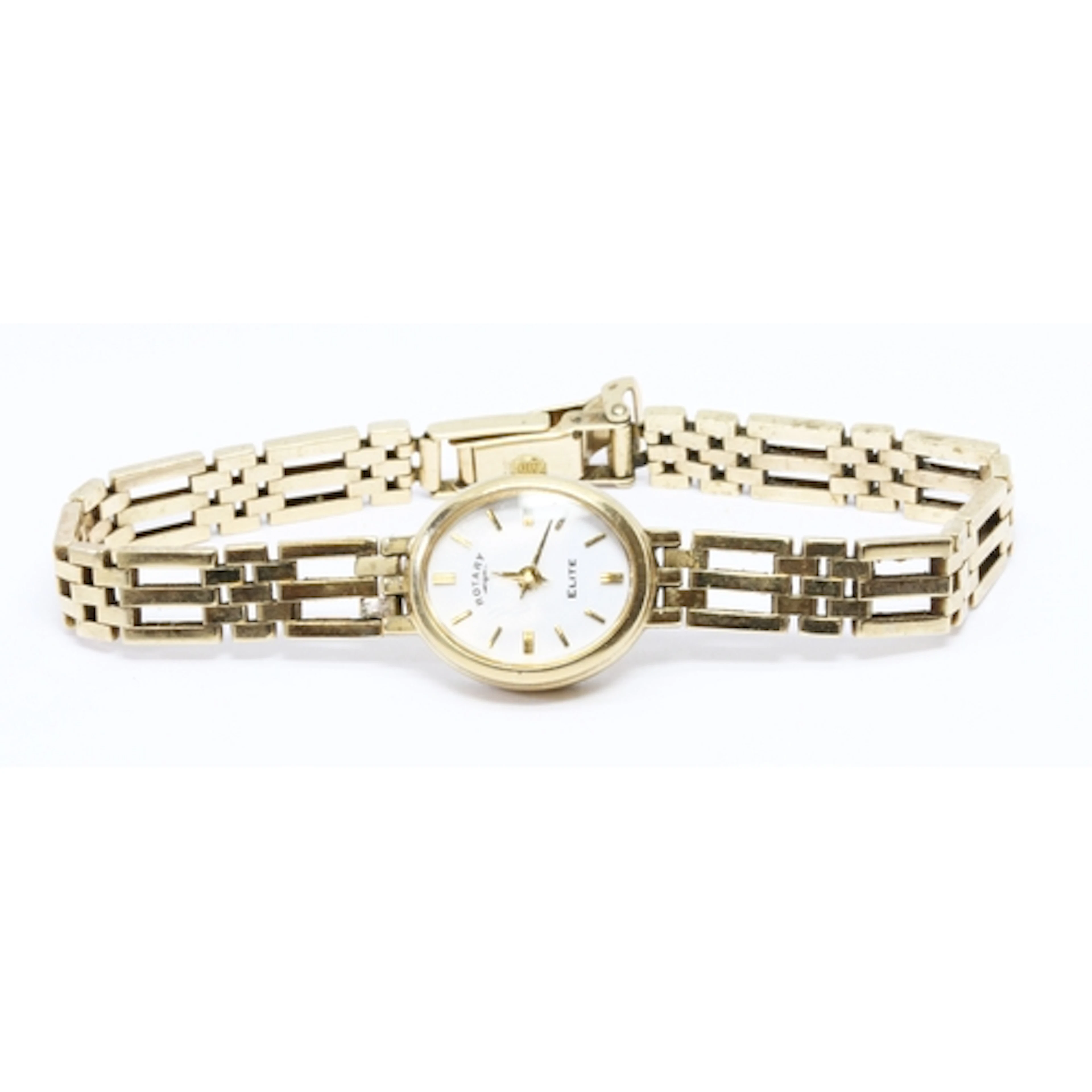 A ladies 9ct gold Rotary wristwatch with integrated 9ct gold...