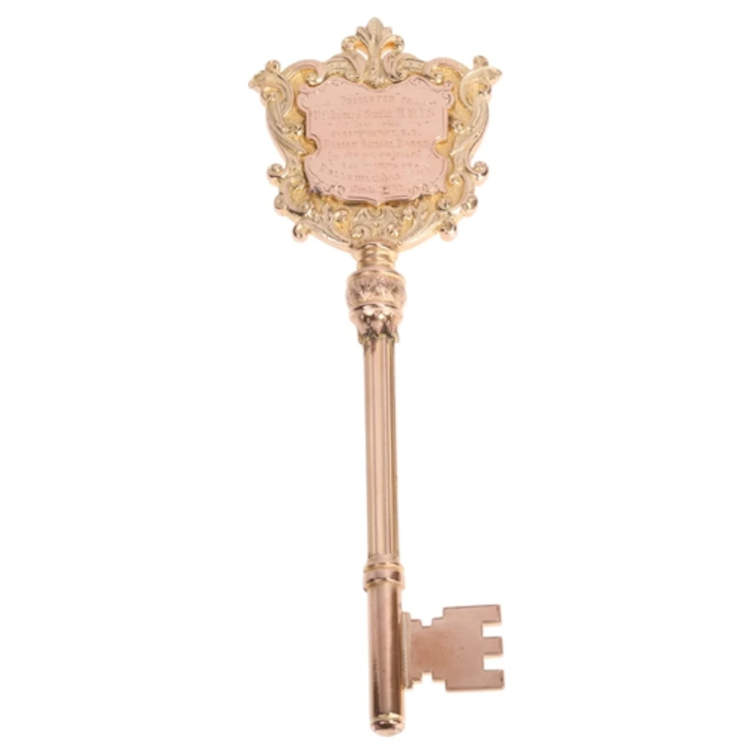 An impressive Victorian 9ct rose gold presentation key, poss...