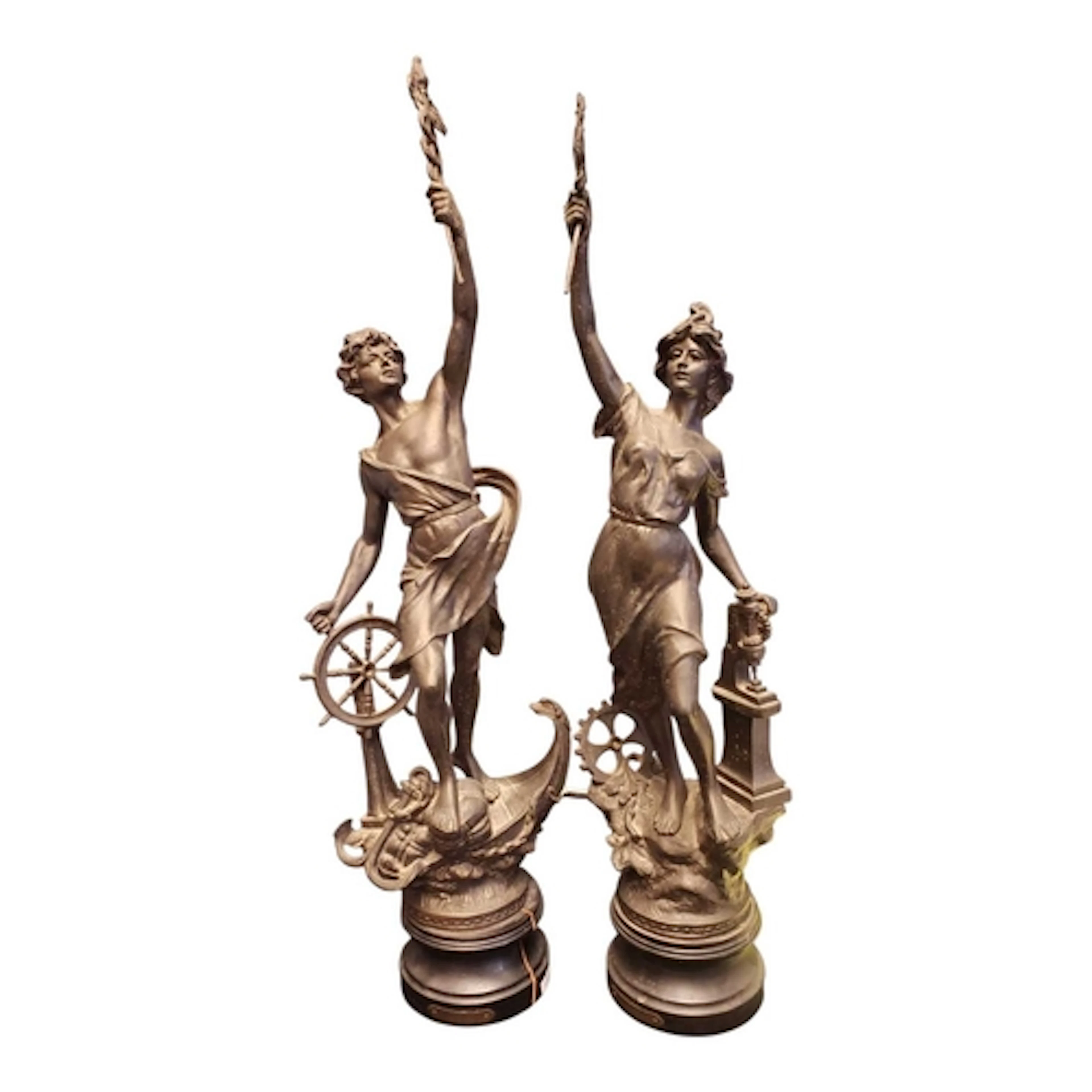A pair of late 19th / early 20th century French spelter figu...