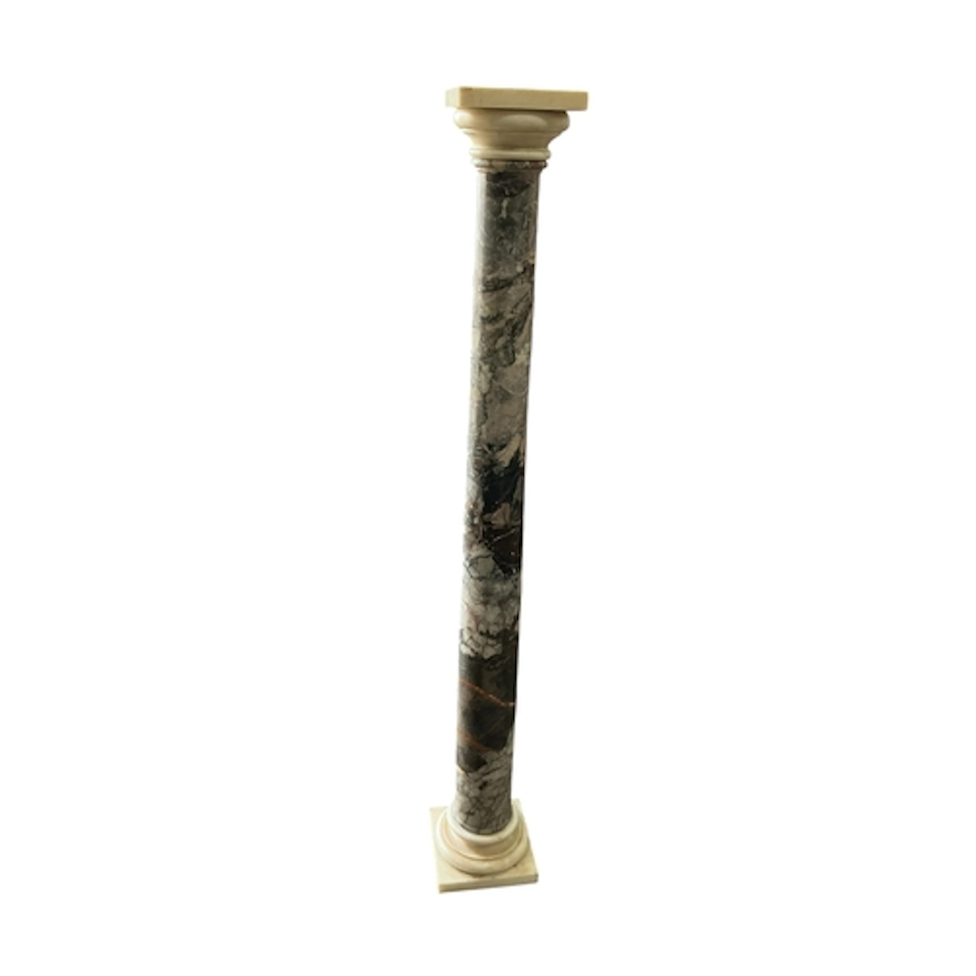 A 19th century marble and alabaster column, with square plin...