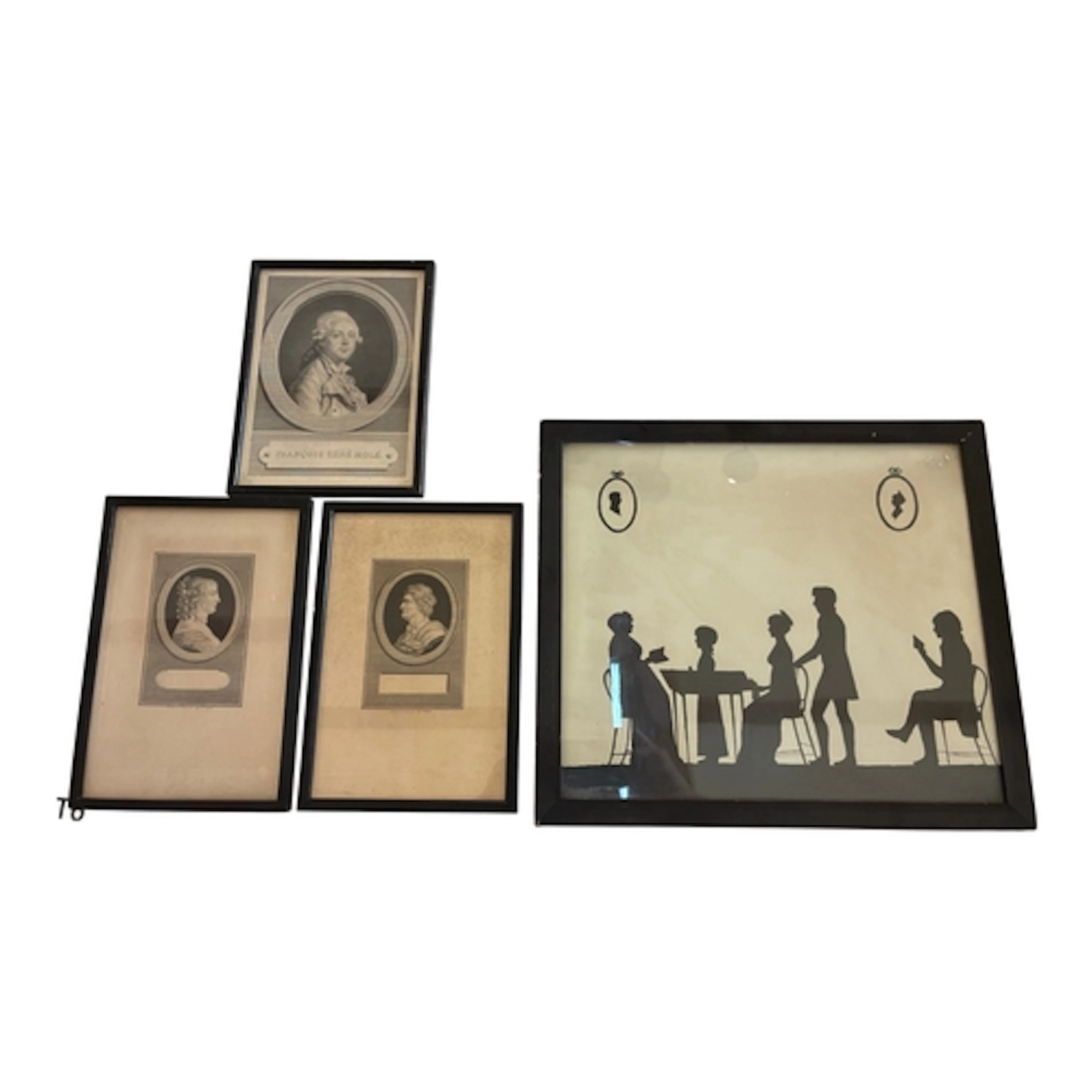 A group of Thirteen framed works: 19th century cut-paper sil...