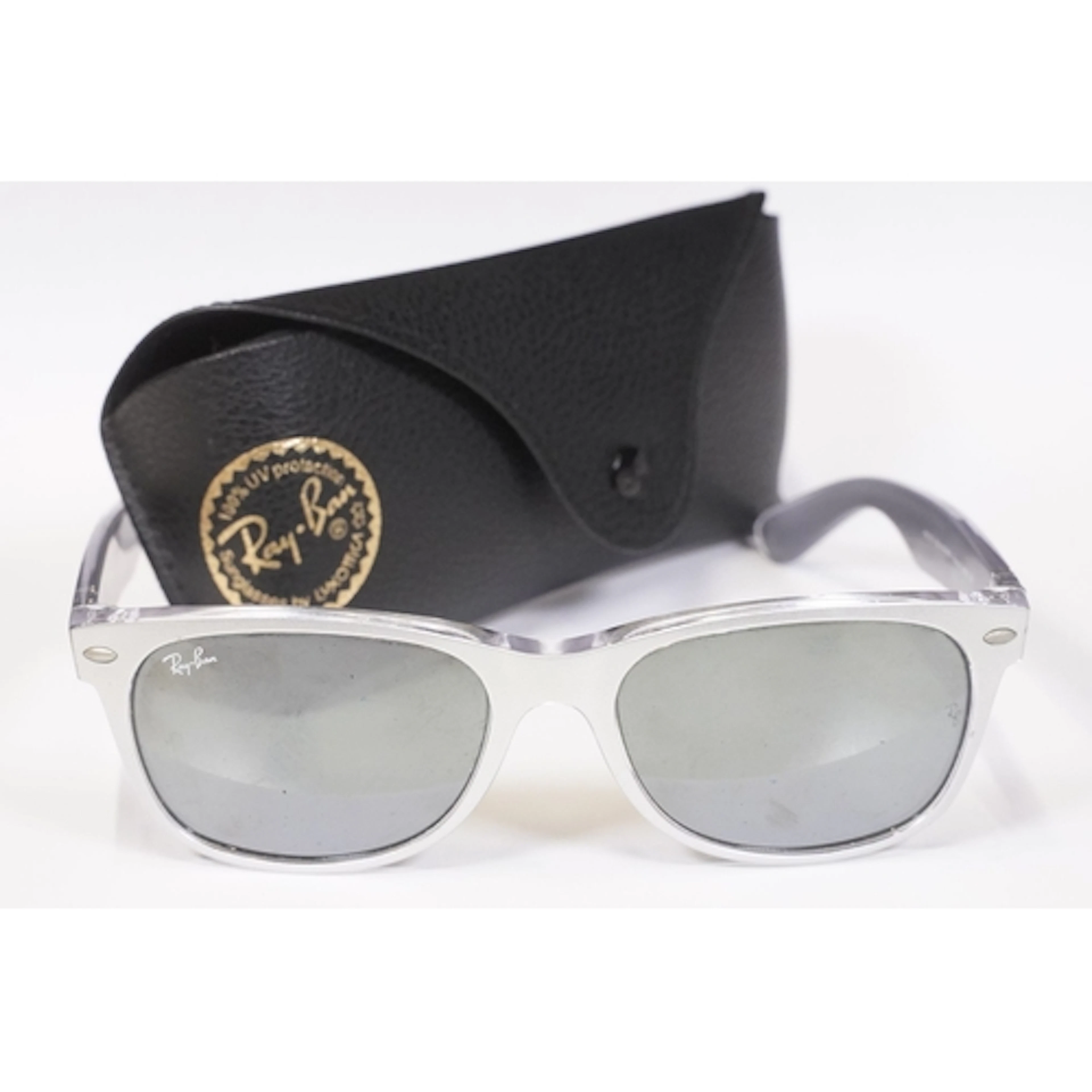 Ray-Ban New Wayfarer sunglasses with silver toned frames, mo...