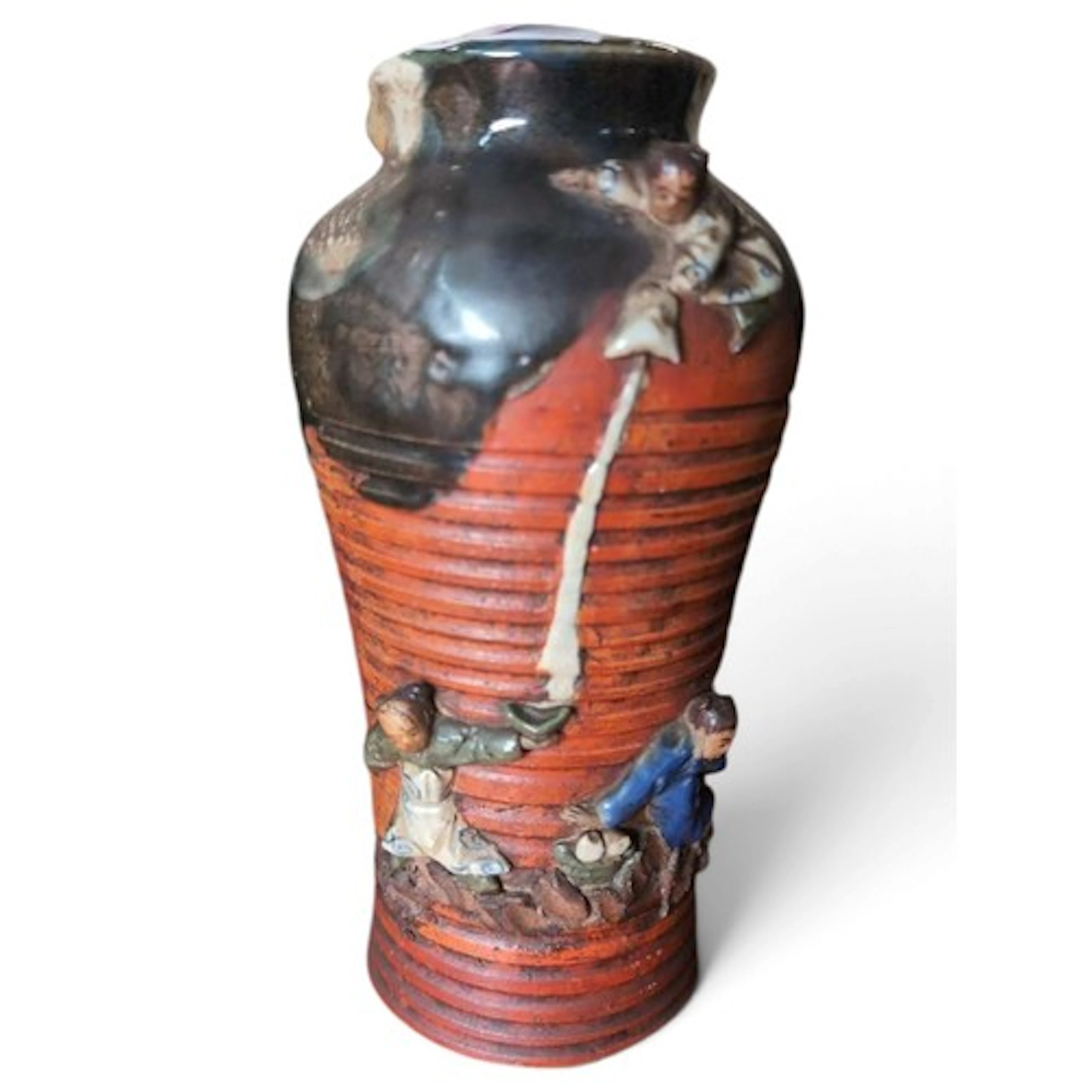 Japanese Sumida Gawa pottery vase. H22cm