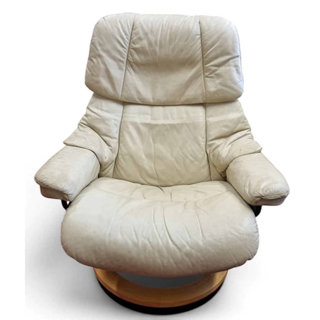 A Danish/Swedish design Easy Armchair with Stool. W 88 x SH ...