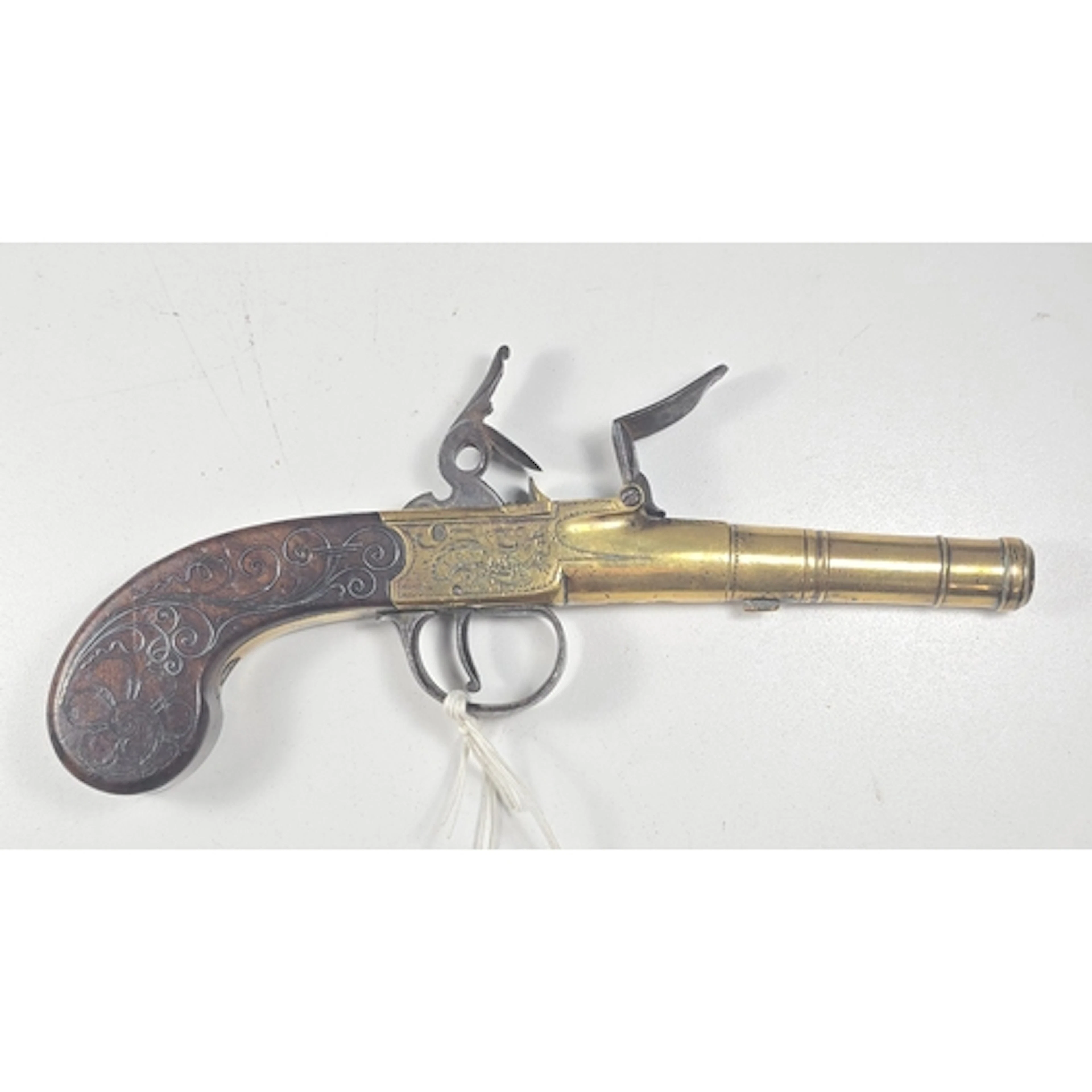 A 55-bore brass-barrelled and brass framed flintlock box loc...