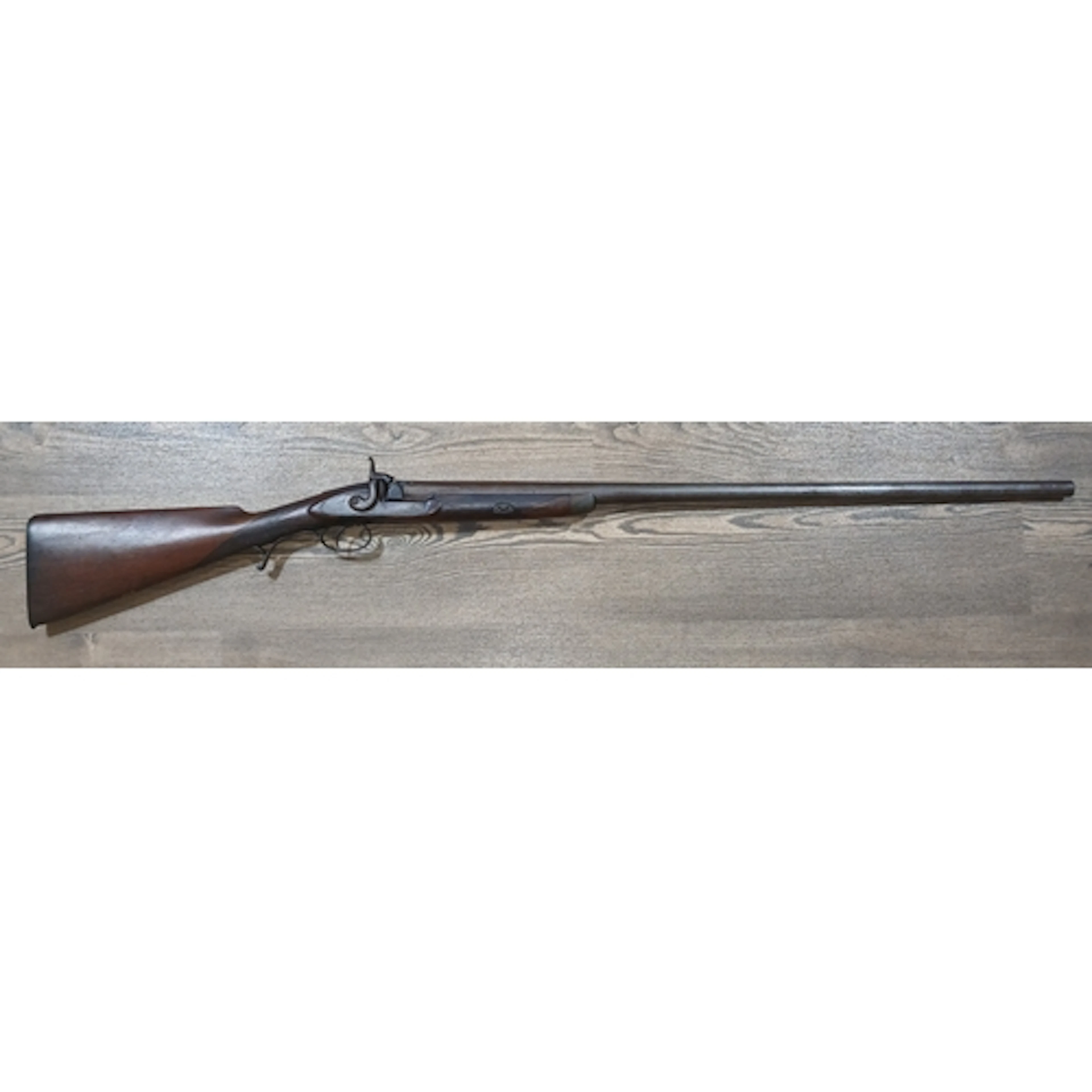 A 19th century percussion cap gun with Damascus barrel, tota...