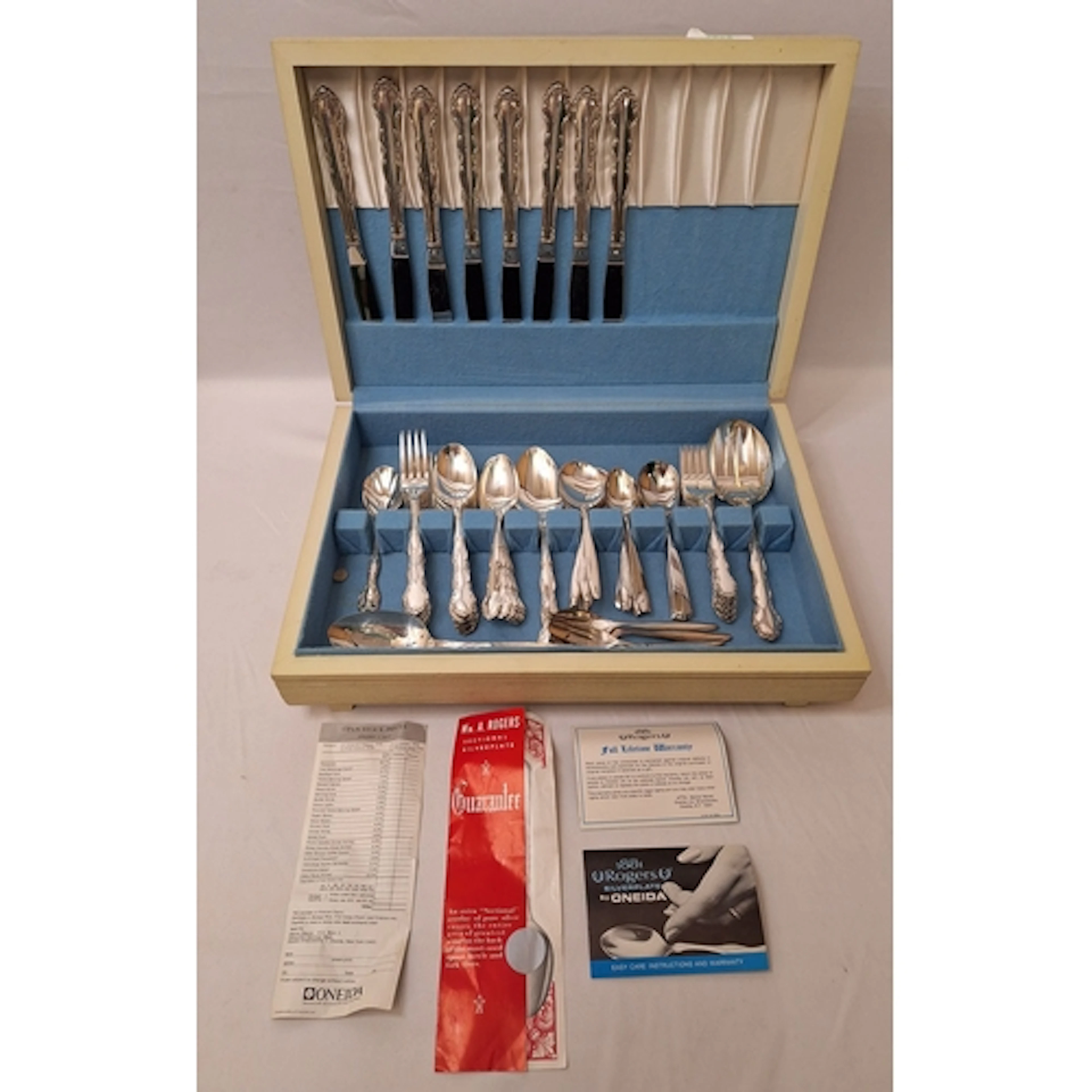 Canteen Silver Plated Cutlery, mixed designs primarily Oneid...