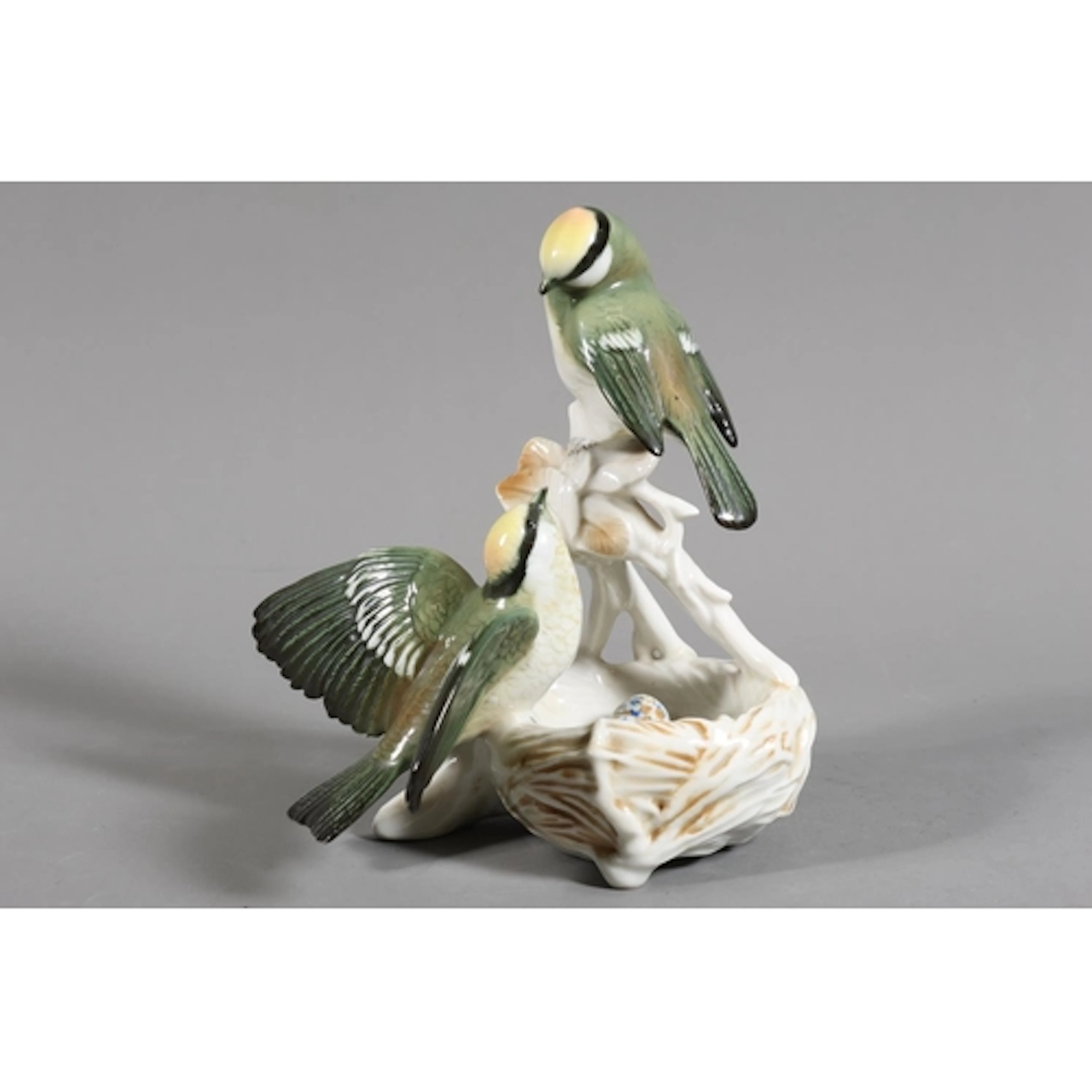 Karl Ens porcelain model depicting a pair of Golden-Crowned ...