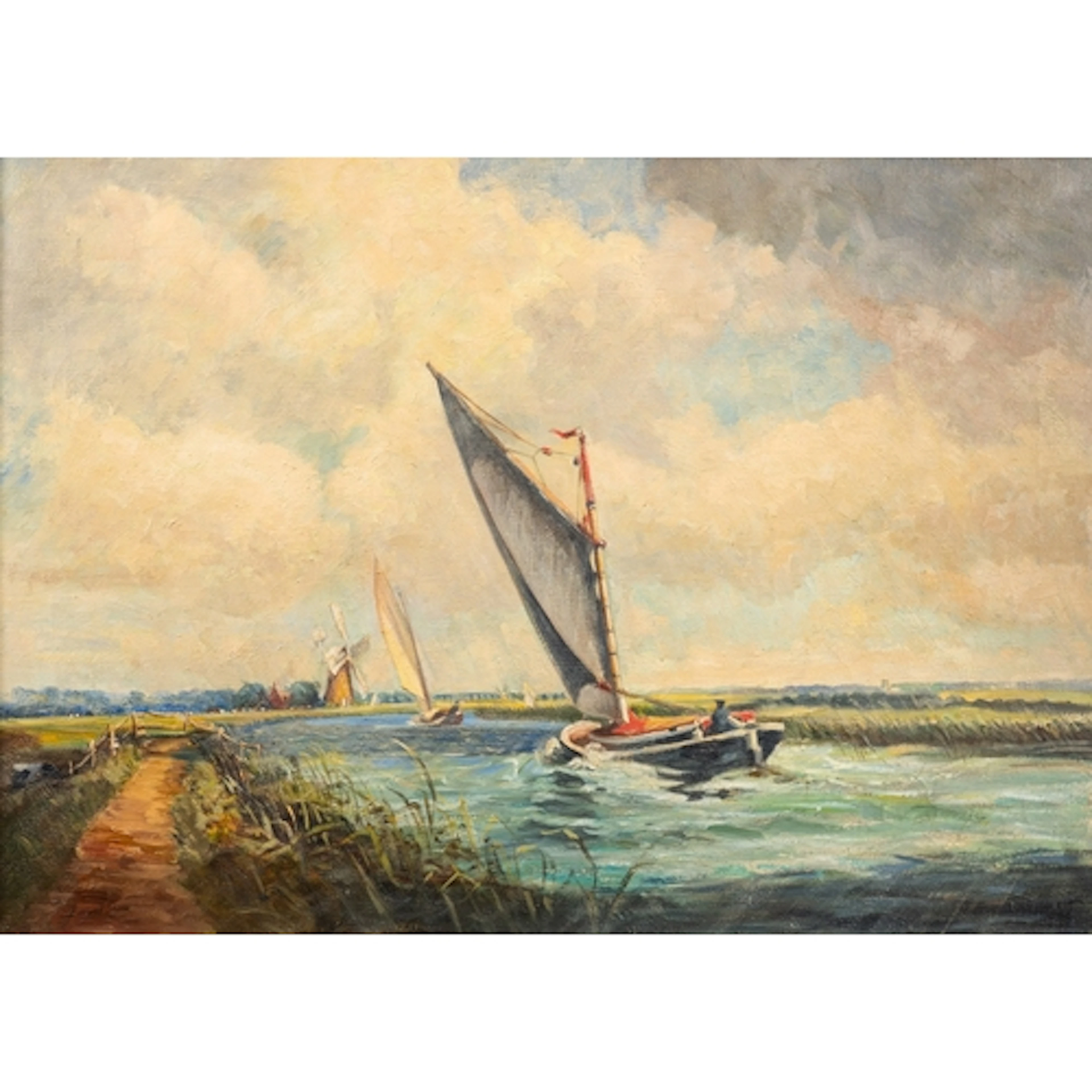 20th Century British school - Wherries on the Norfolk broad...