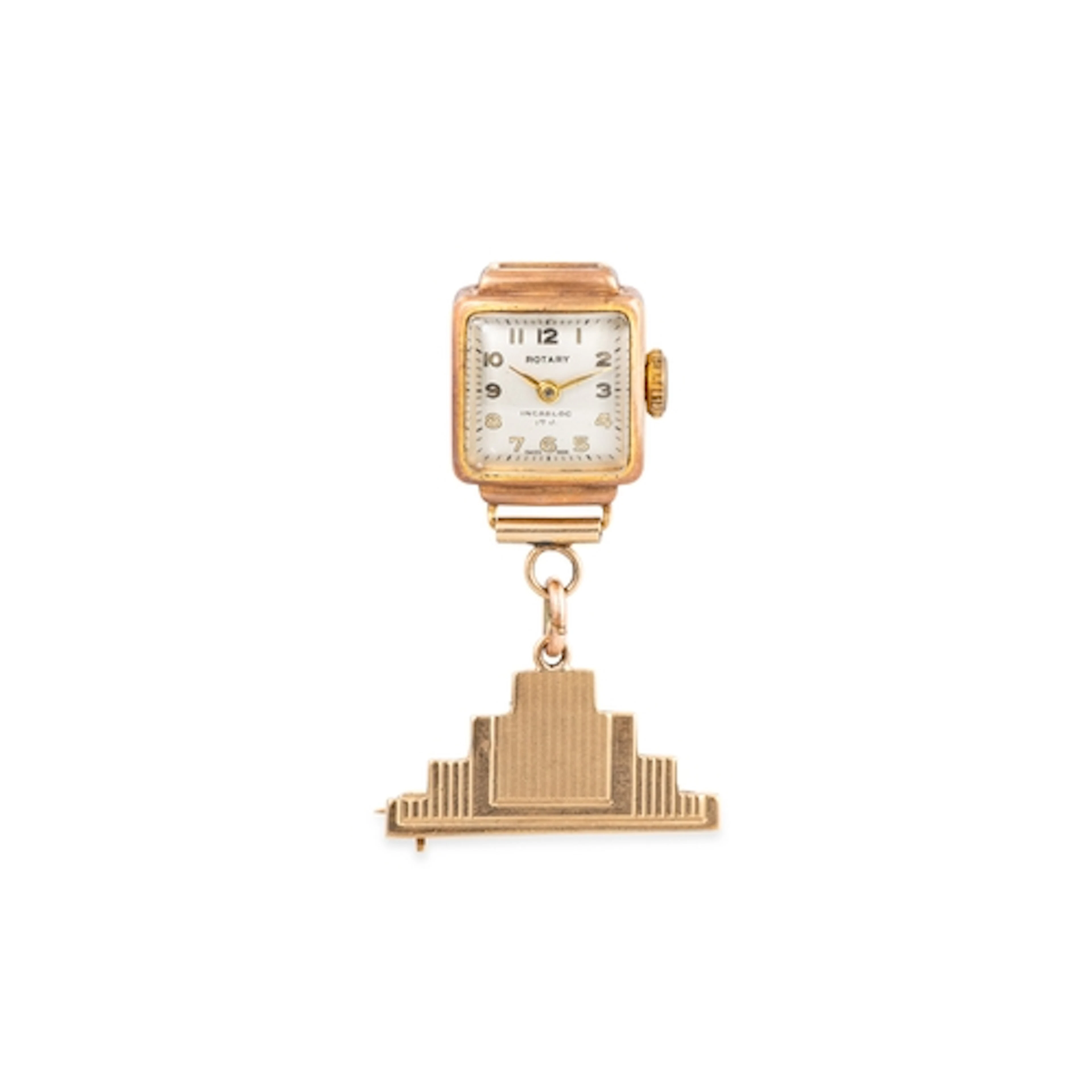 A VINTAGE 9CT GOLD NURSES FOB WATCH, in original box with re...