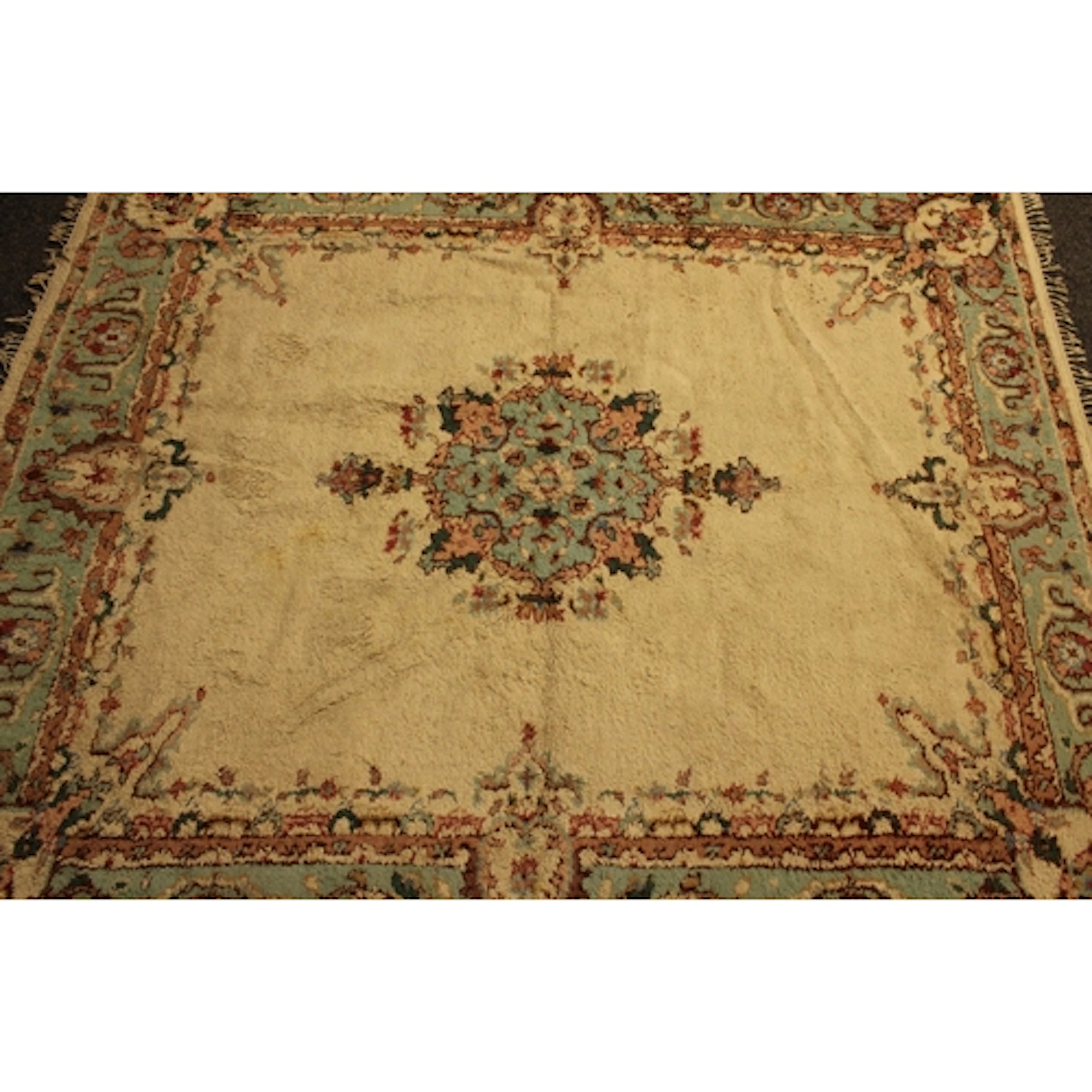A vintage Aubusson style wool rug or carpet, 265cm x 221cm