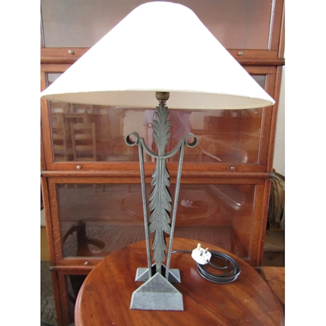 Patinated Metal Table Light with Original Shade Electrified ...
