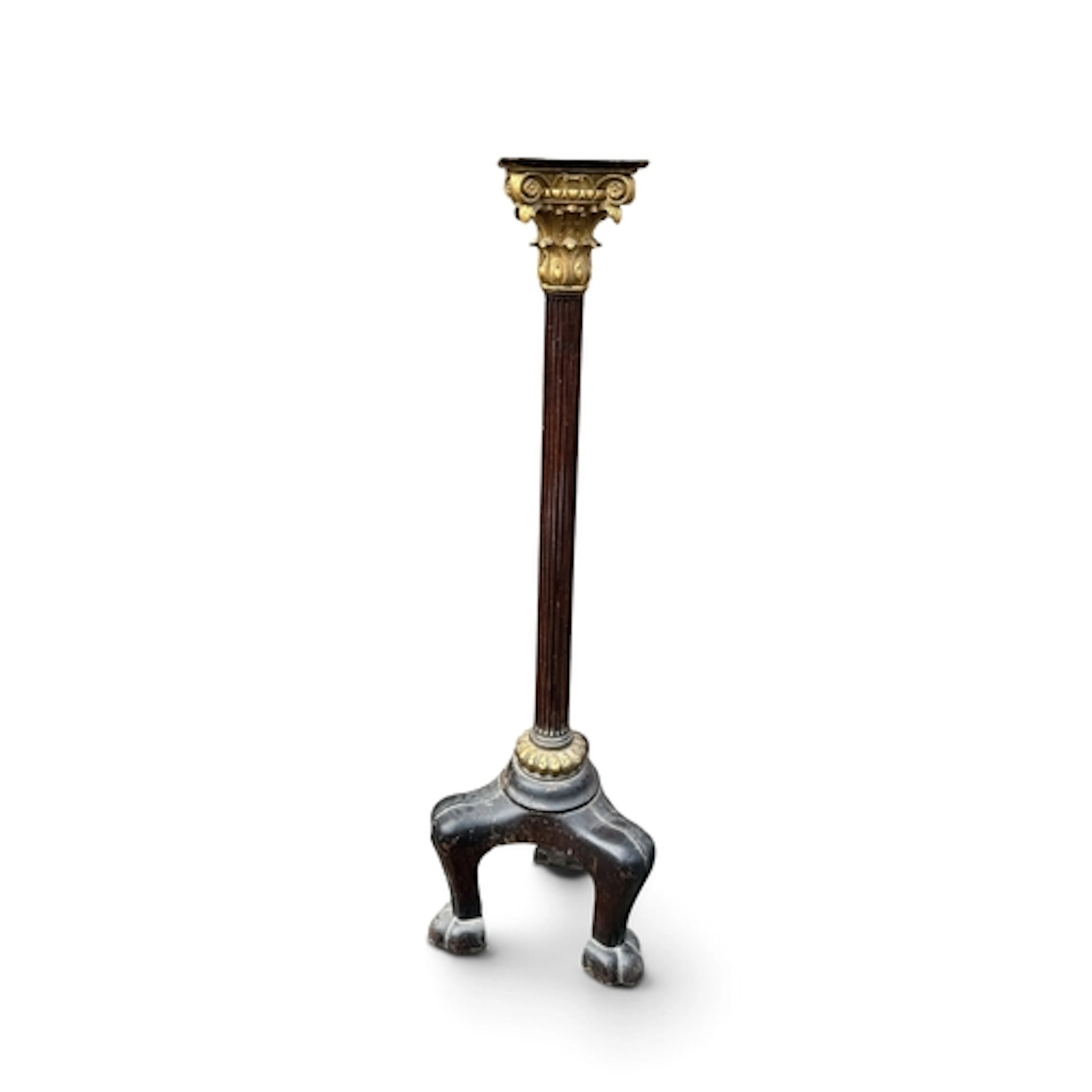 A LARGE 19TH CENTURY CHURCH CANDLE STAND WITH GILDED CORINTH...