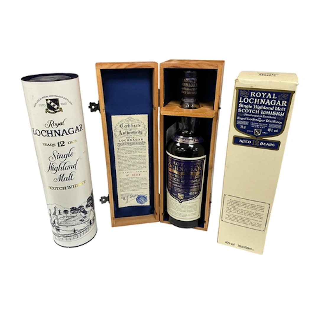 Three bottles of Royal Lochnager Selective Reserve and Singl...