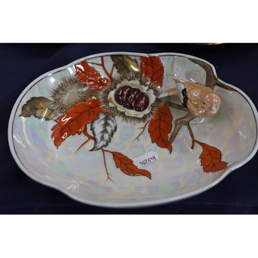 Noritake bowl of scalloped form modelled with a finch decora...