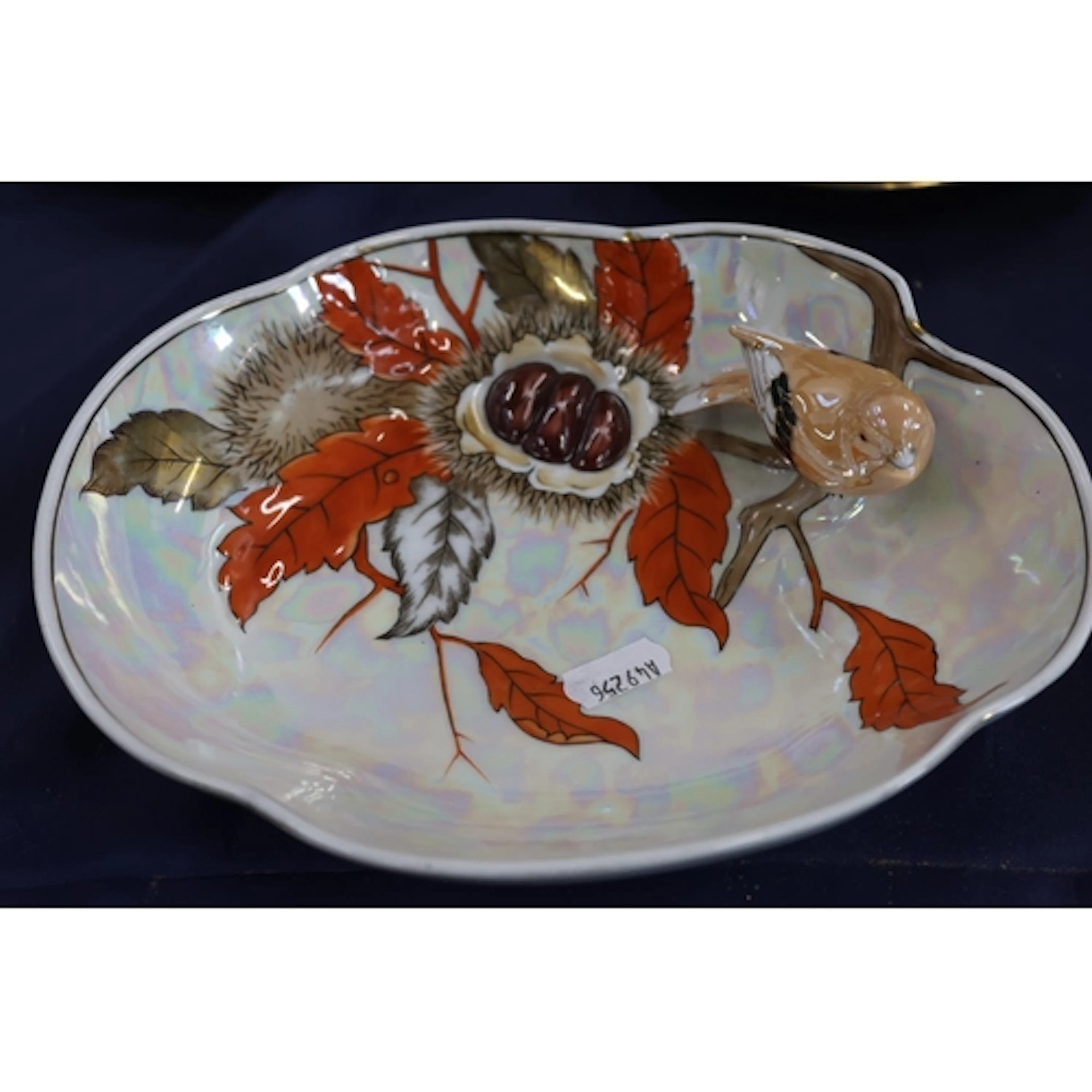 Noritake bowl of scalloped form modelled with a finch decora...